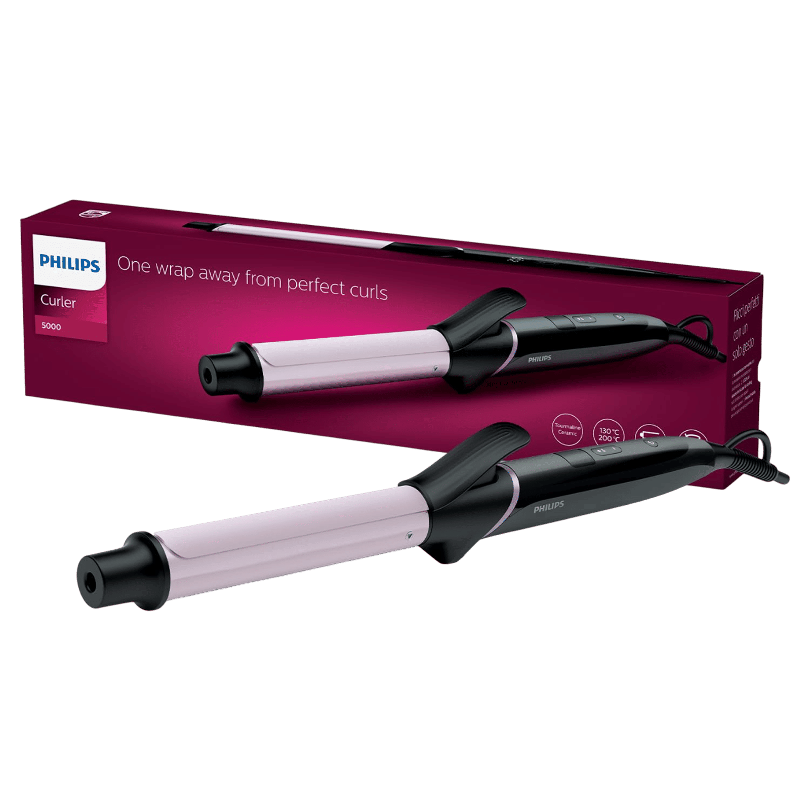 PHILIPS BHB864/00 Hair Curler with 8 Temperature Settings (Ceramic Tourmaline Plate, Black)