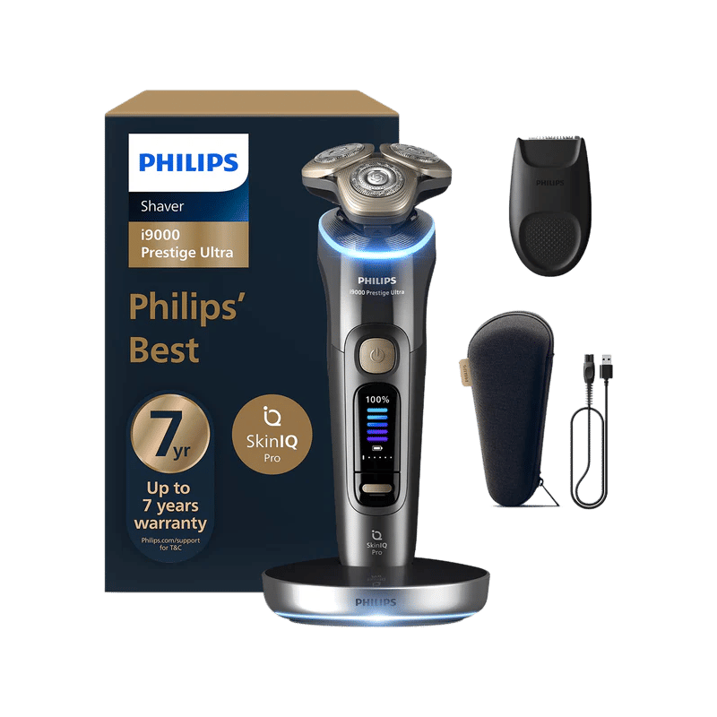 Philips i9000 Prestige Ultra Rechargeable Cordless Electric Shaver for Face & Neck for Men (60mins Runtime, Skin IQ Pro Technology, Dark Slate)