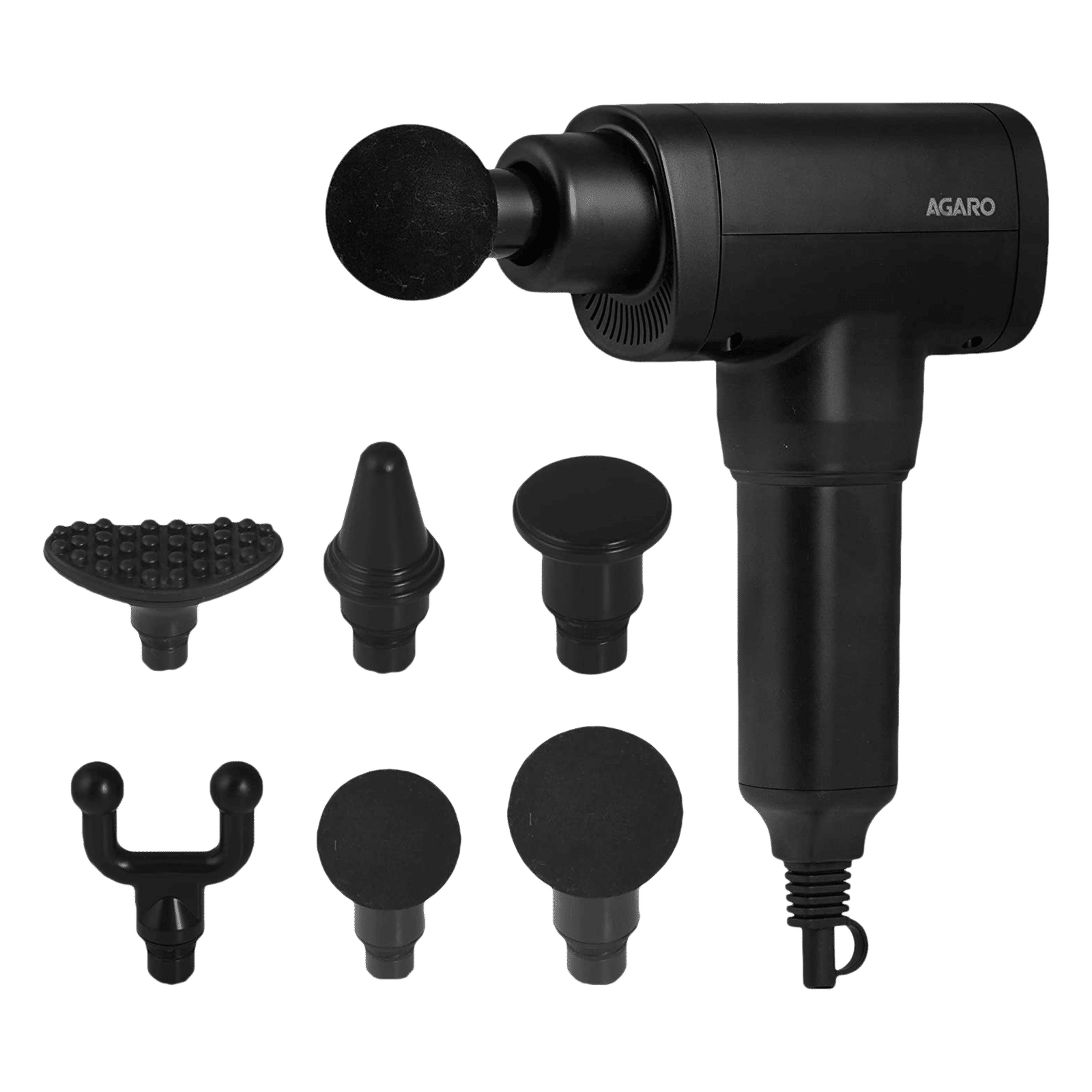 AGARO Impact Electric Gun Body Massager (6 Interchangeable Massage Heads, 33659, Black)