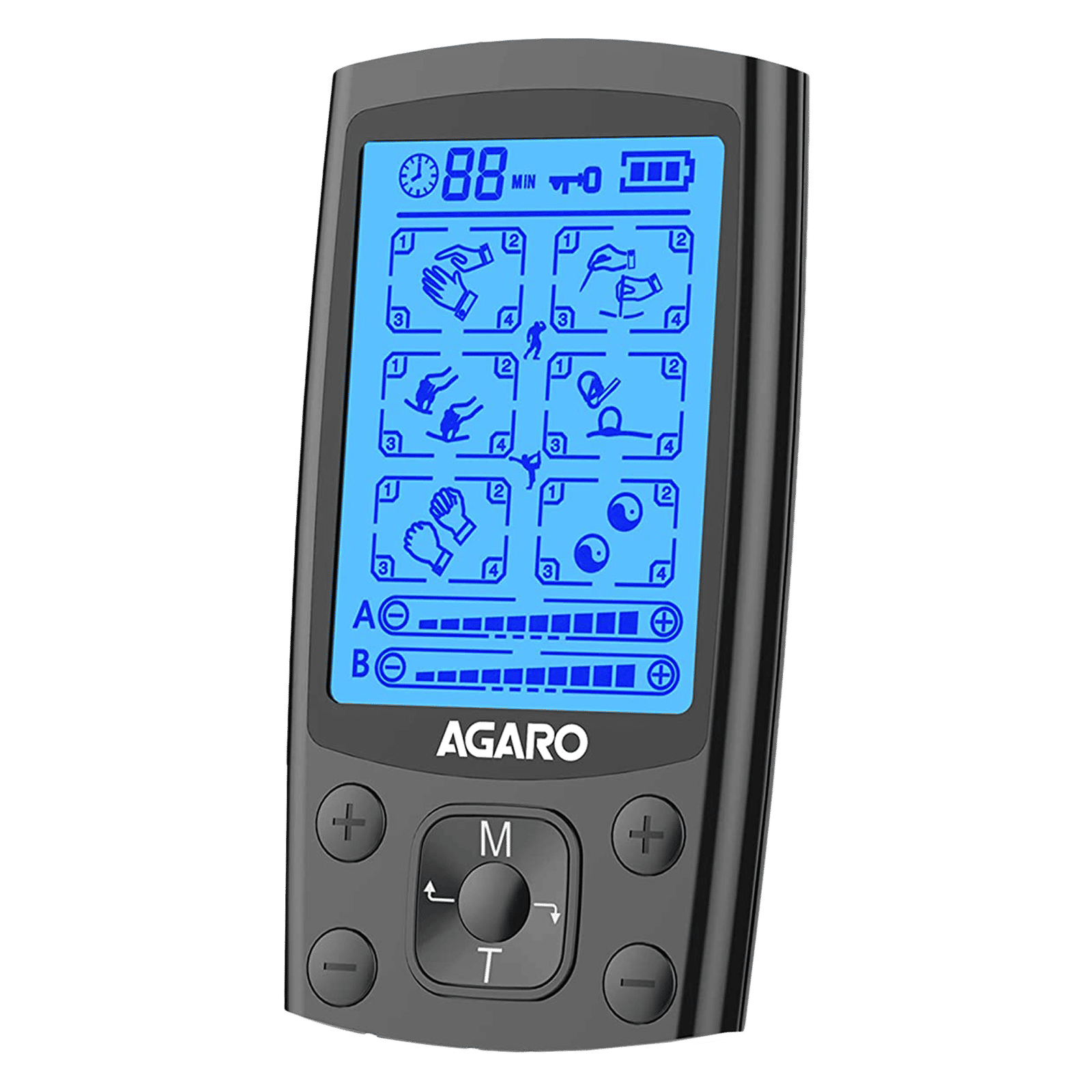 AGARO Tens Dual Channel Knee, Back, Neck Massager (20 Intensity Levels, 33536, Black)