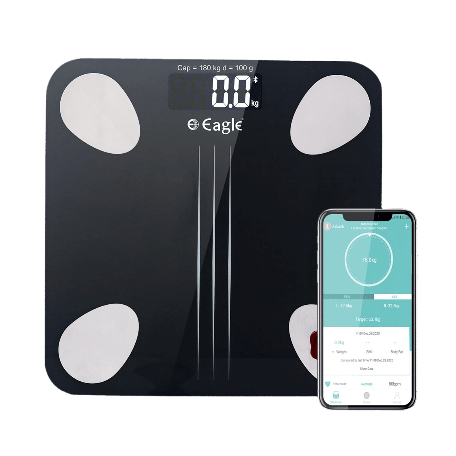 Eagle Weight Scale (15 Vital Body Parameteres, EEP1001A, Black)