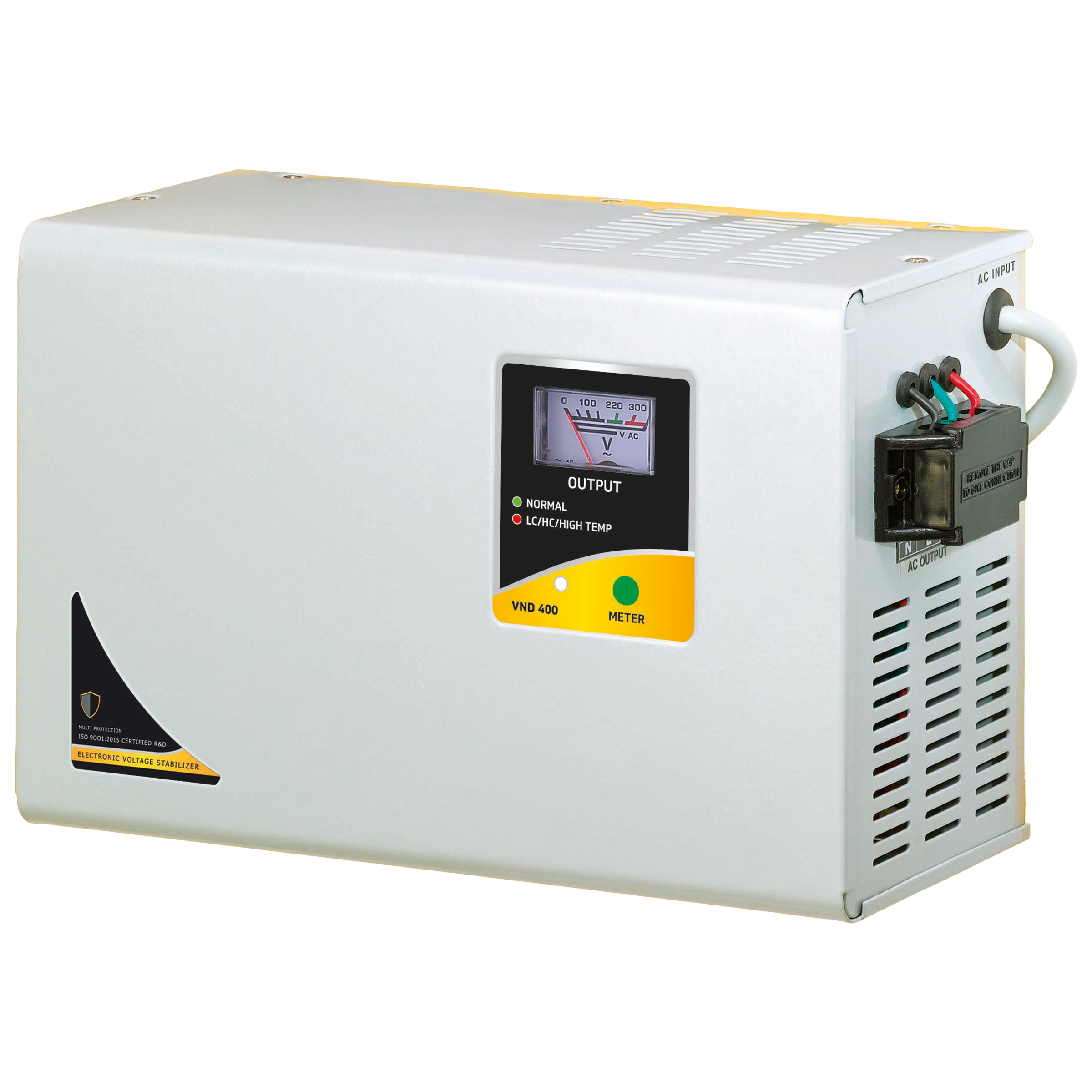 V-GUARD 12 Amps Voltage Stabilizer For Up to 1.5 Ton Air Conditioner (150 - 285 V, Built-In Thermal Overload Protection, VND 400, Grey)