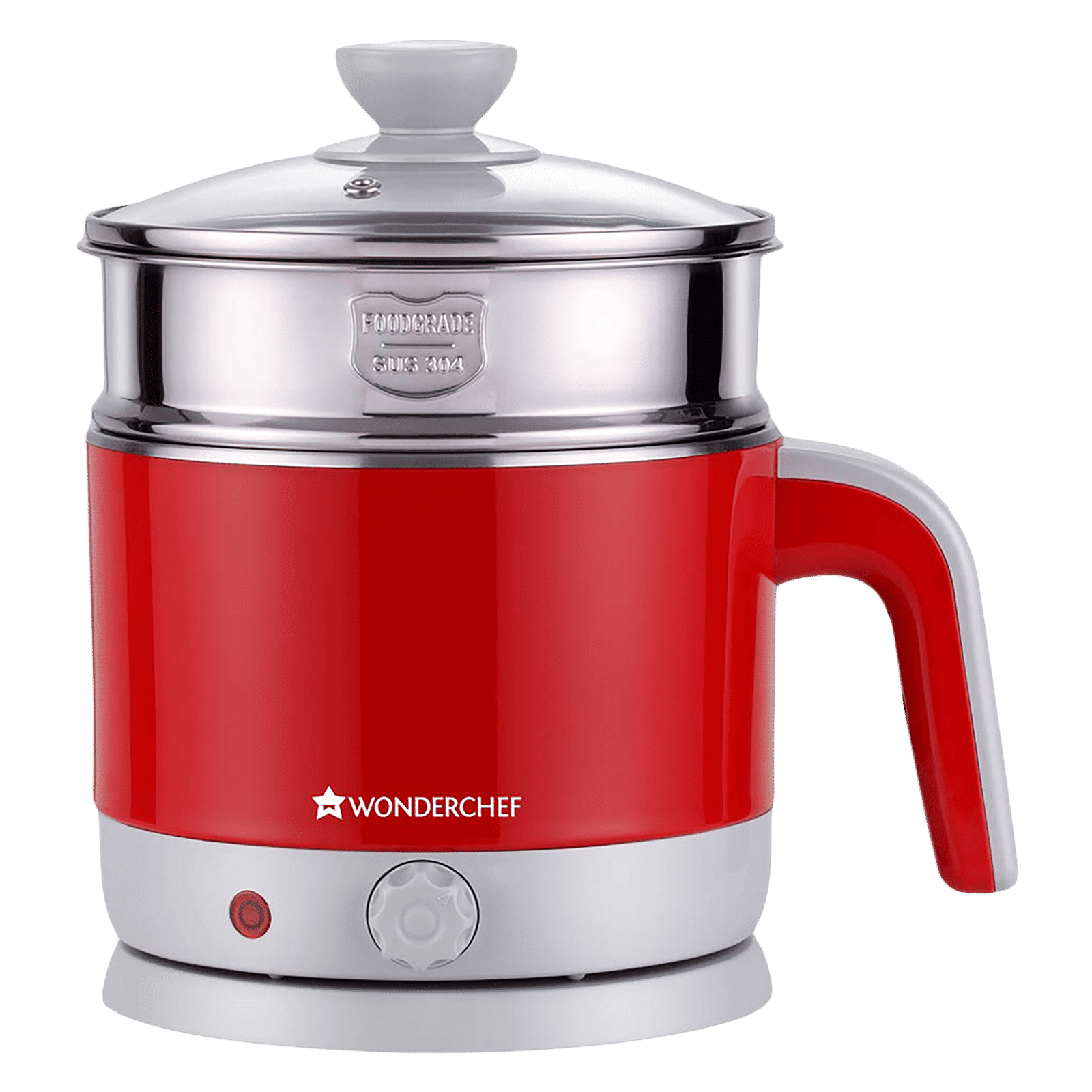WONDERCHEF Luxe 1000 Watt Litre Multi Cook Electric Kettle with  Cordless Power Base (Red)