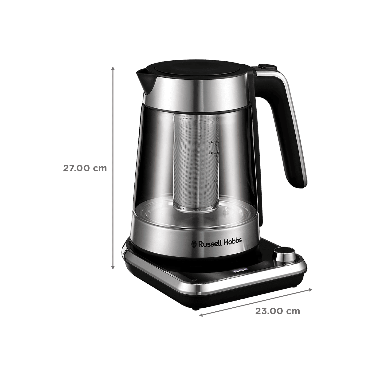 Russell Hobbs Atentive 3000 Watt Litre Electric Kettle with Touch  Screen Control (Silver Black)