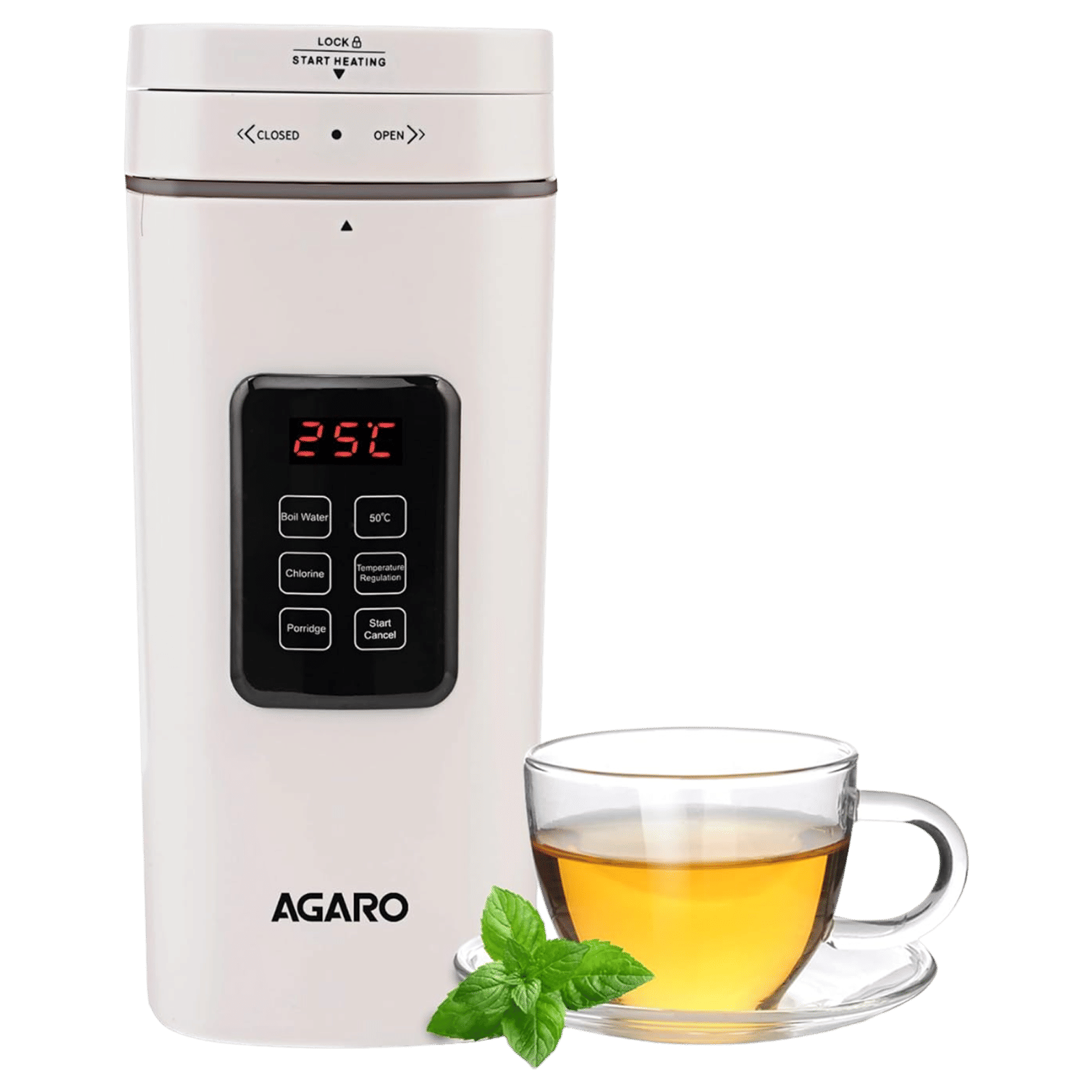 AGARO Delite 0.5 Litre Electric Kettle with Adjustable Temperature Settings (White)