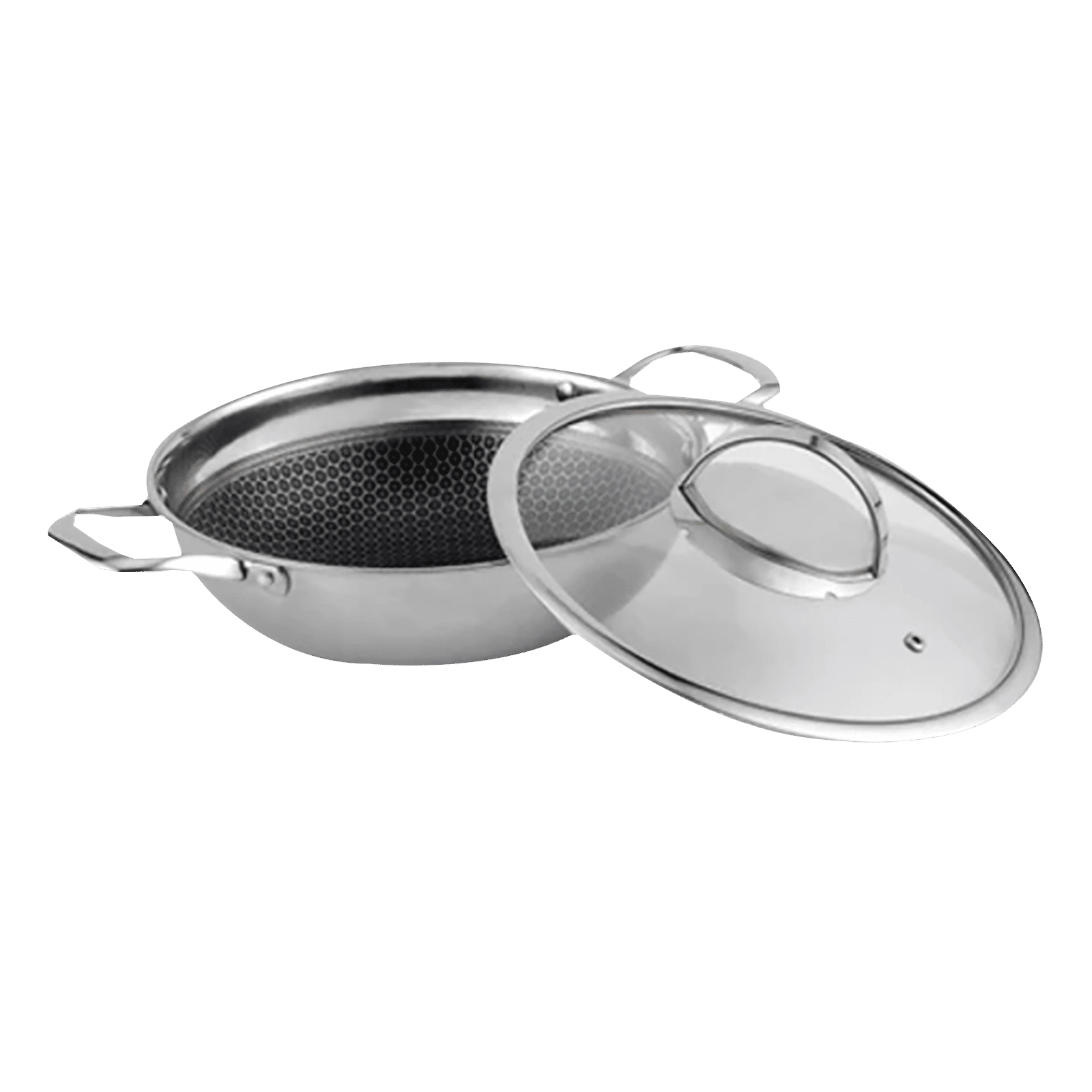 WONDERCHEF Stanton Kadhai with Lid (304 Stainless Steel Body, 63152778, Silver)