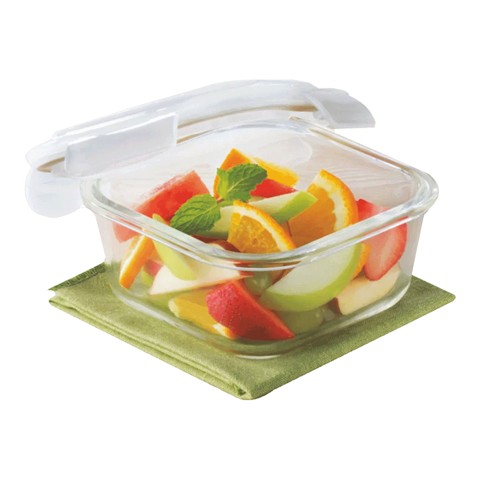 BOROSIL Klip n Store 800ml Borosilicate Glass Square Storage Container with Lid (Scratch Resistant, Transparent)