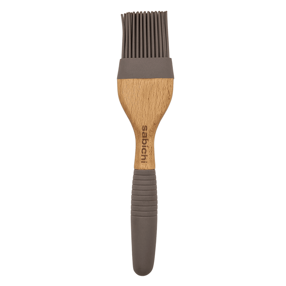 Sabichi Silicone Bamboo Flat Brush (Soft & Comfortable Grip, Grey)