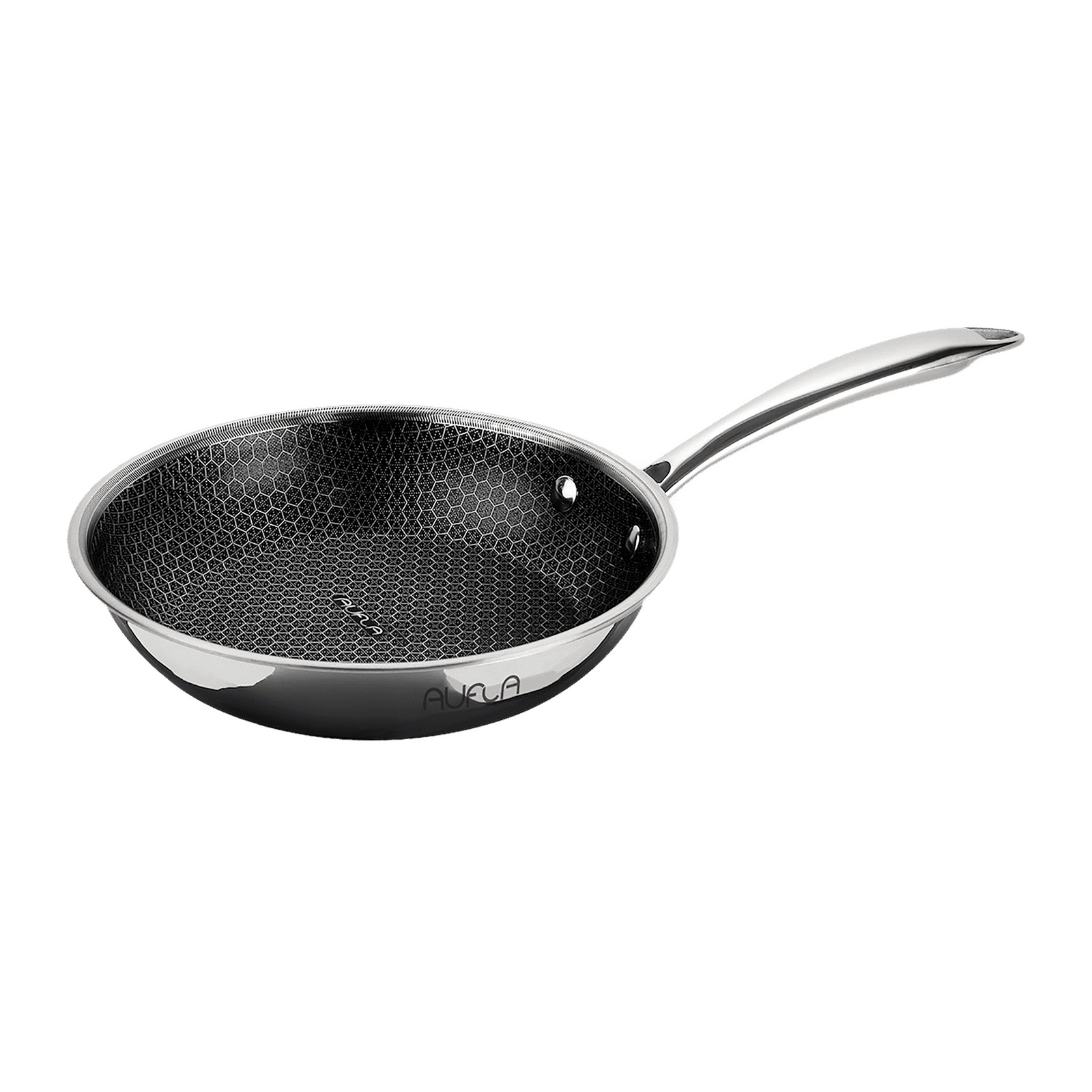 AUFLA NTHC 22cm Non Stick Aluminium & Stainless Steel Fry Pan (Induction Compatible, Honeycomb Coating, Silver)