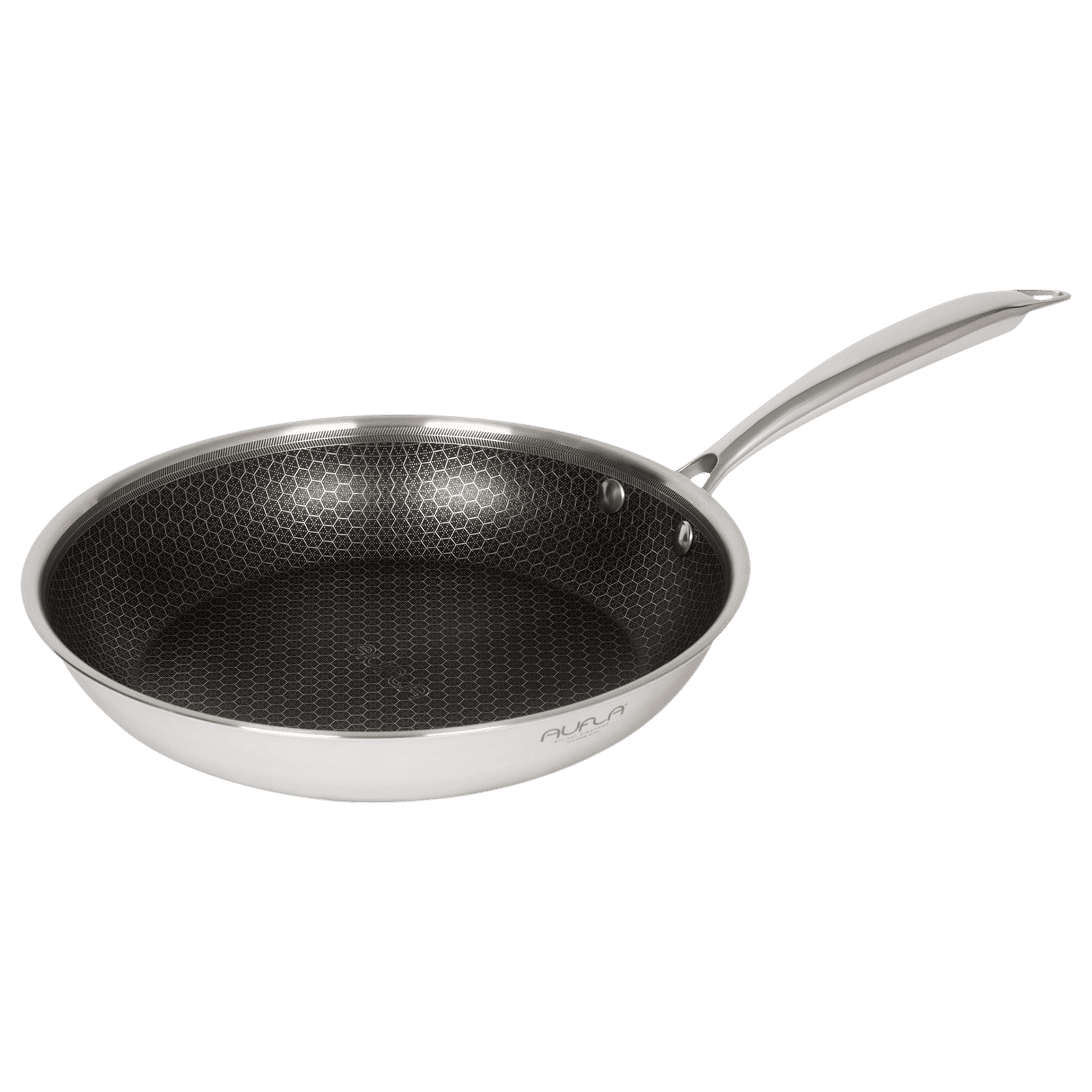 AUFLA NTHC Non Stick Aluminium & Stainless Steel Fry Pan (Induction Compatible, Honeycomb Coating, Silver)