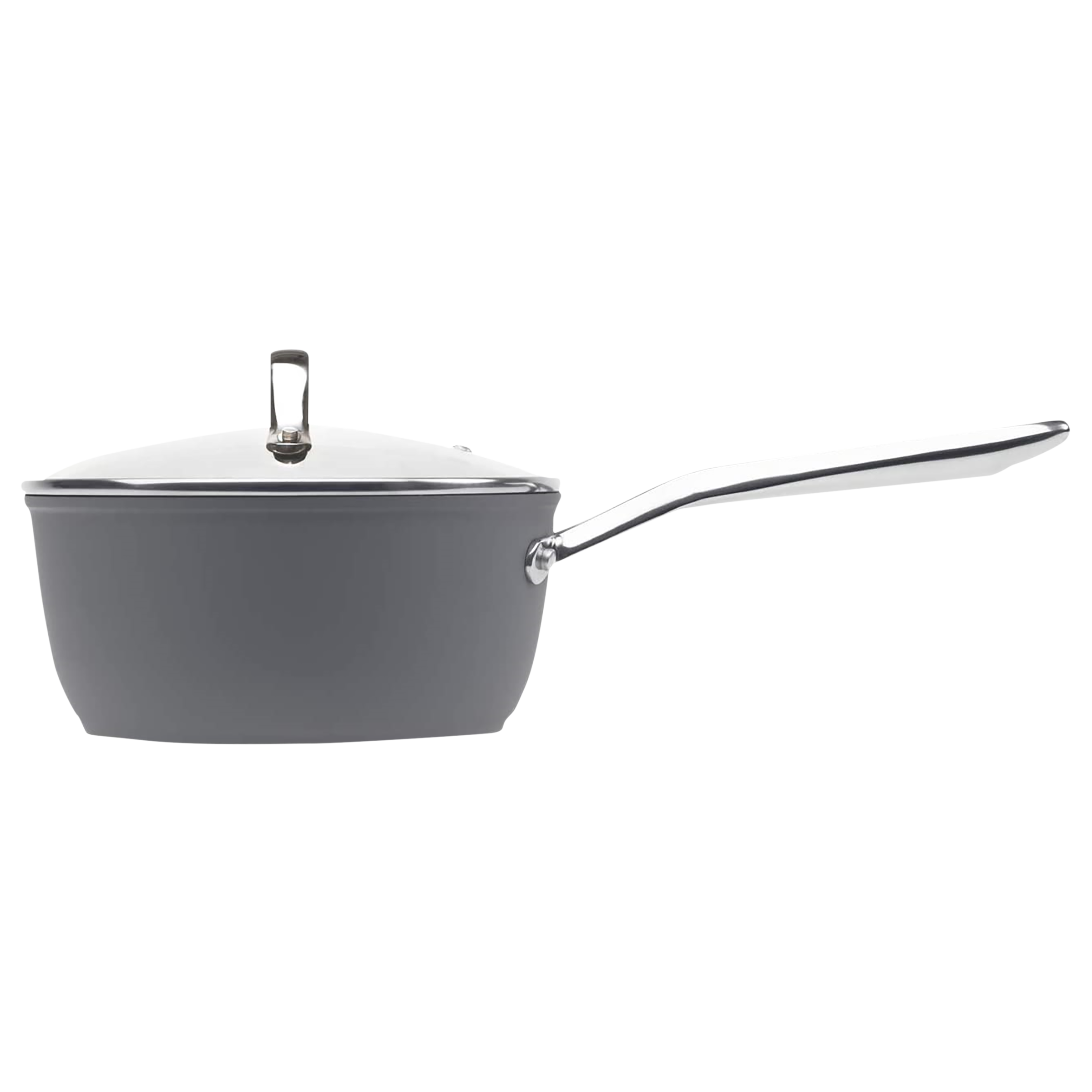sabichi Haden Perth 2.5L Non Stick Stainless Steel Sauce Pan with Glass Lid (Induction Compatible, Even Heat Distribution, Grey)