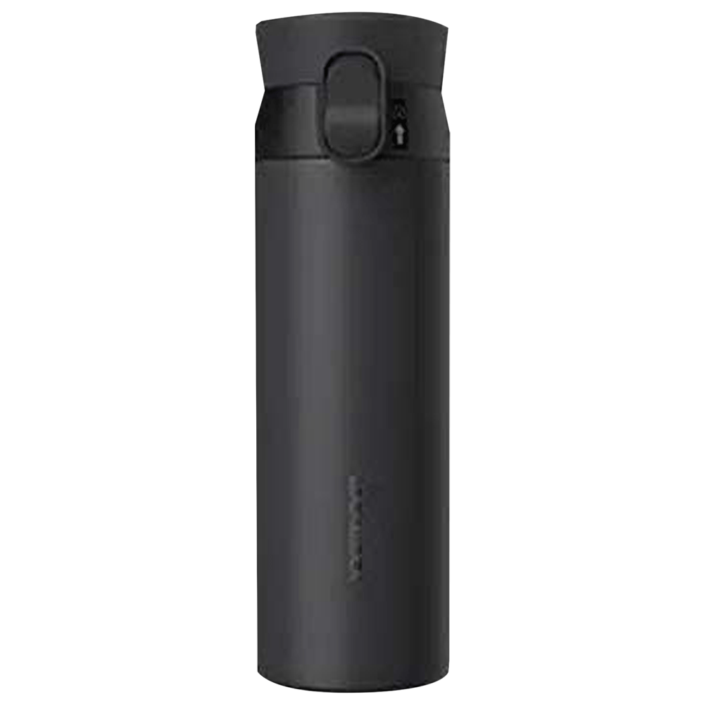 LocknLock Wannabe 450 ml Cylindrical Stainless Steel Water Bottle (Leak proof, LHC3240BLK, Black)