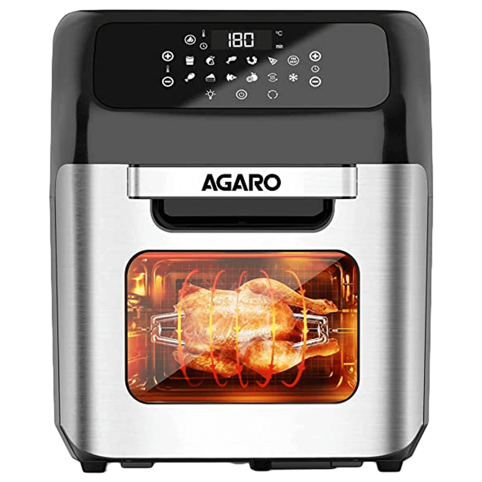 AGARO Regency 12L 1800 Watt Digital Air Fryer with 360 Degree Heat Circulation Technology (Silver)