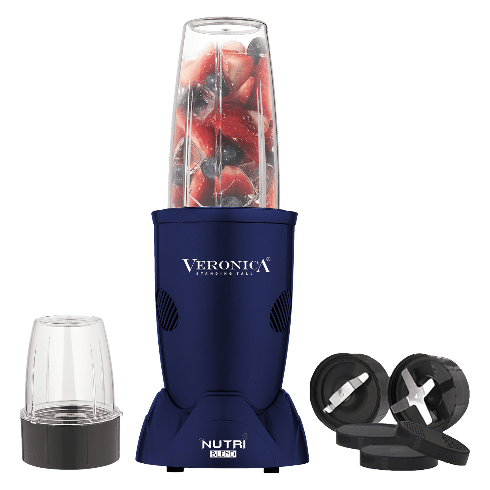Veronica Nutriblend 500 Watt 2 Jars Mixer Grinder (22000 RPM, Motor Overload Protector, Matte Blue)