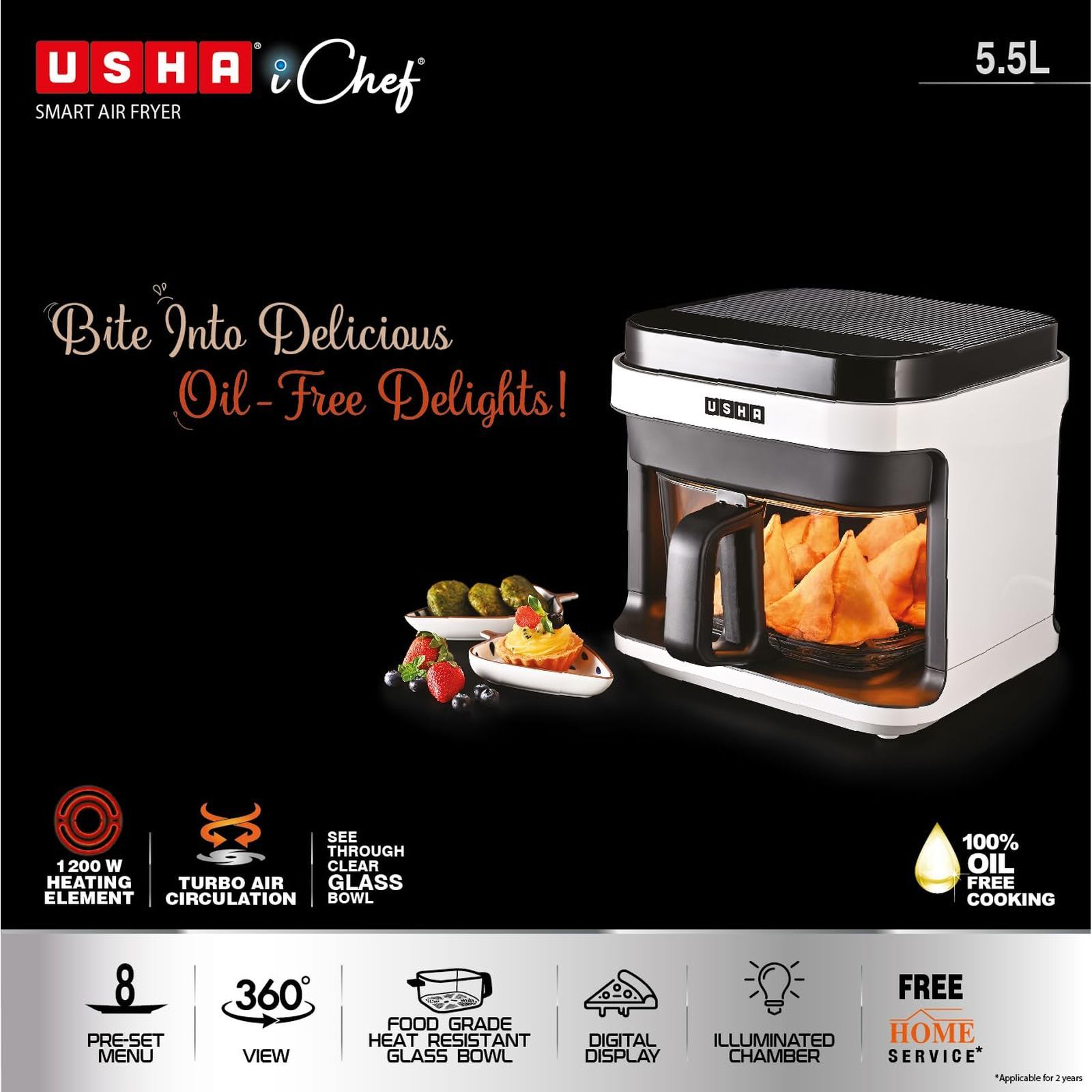 Buy USHA iChef Smart 1200 Watt Digital Air Fryer with Turbo