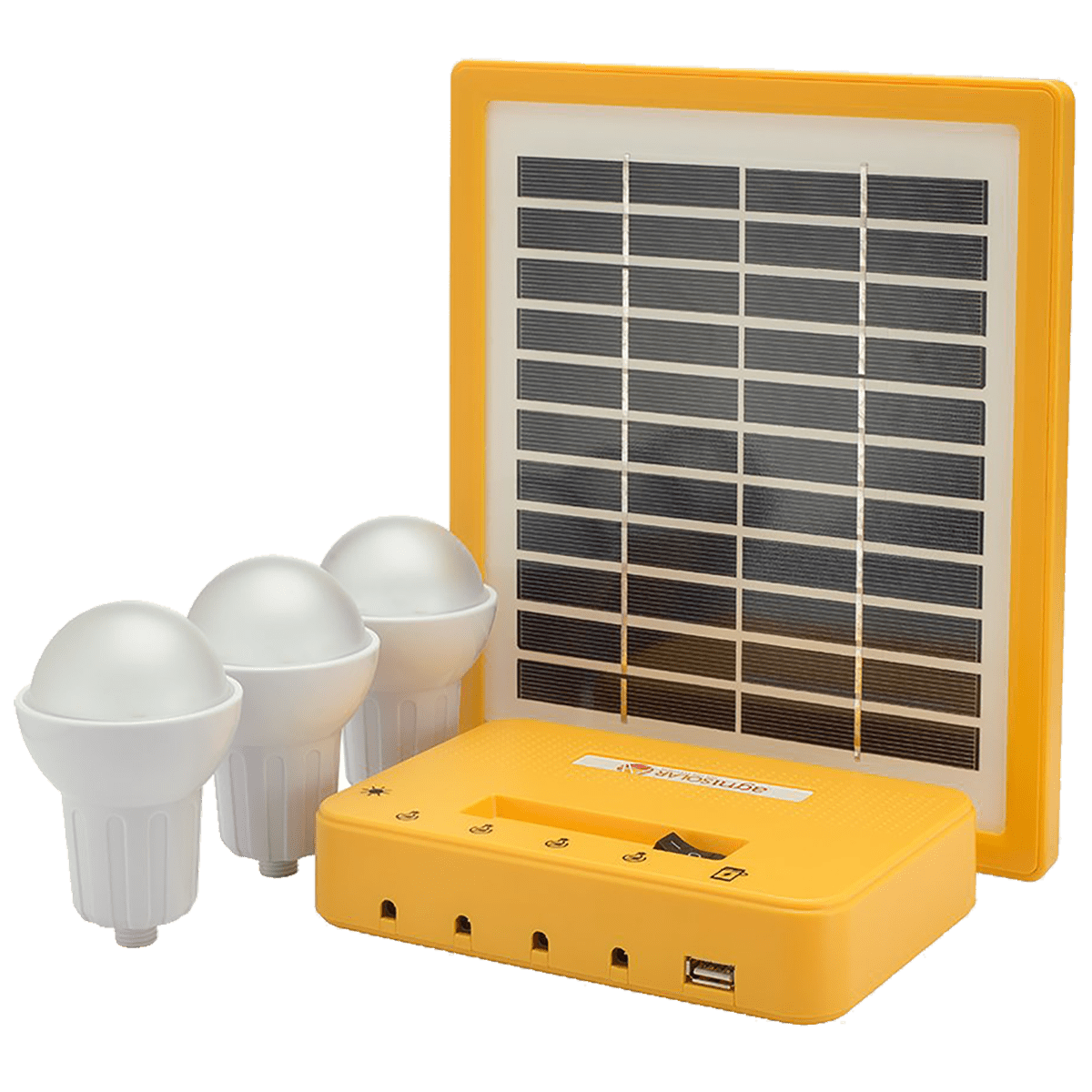 Agni Solar Home Lighting Kit 3 4 Watts Solar LED Bulb (Poly Crystalline Solar Panel, AG-301, Yellow)
