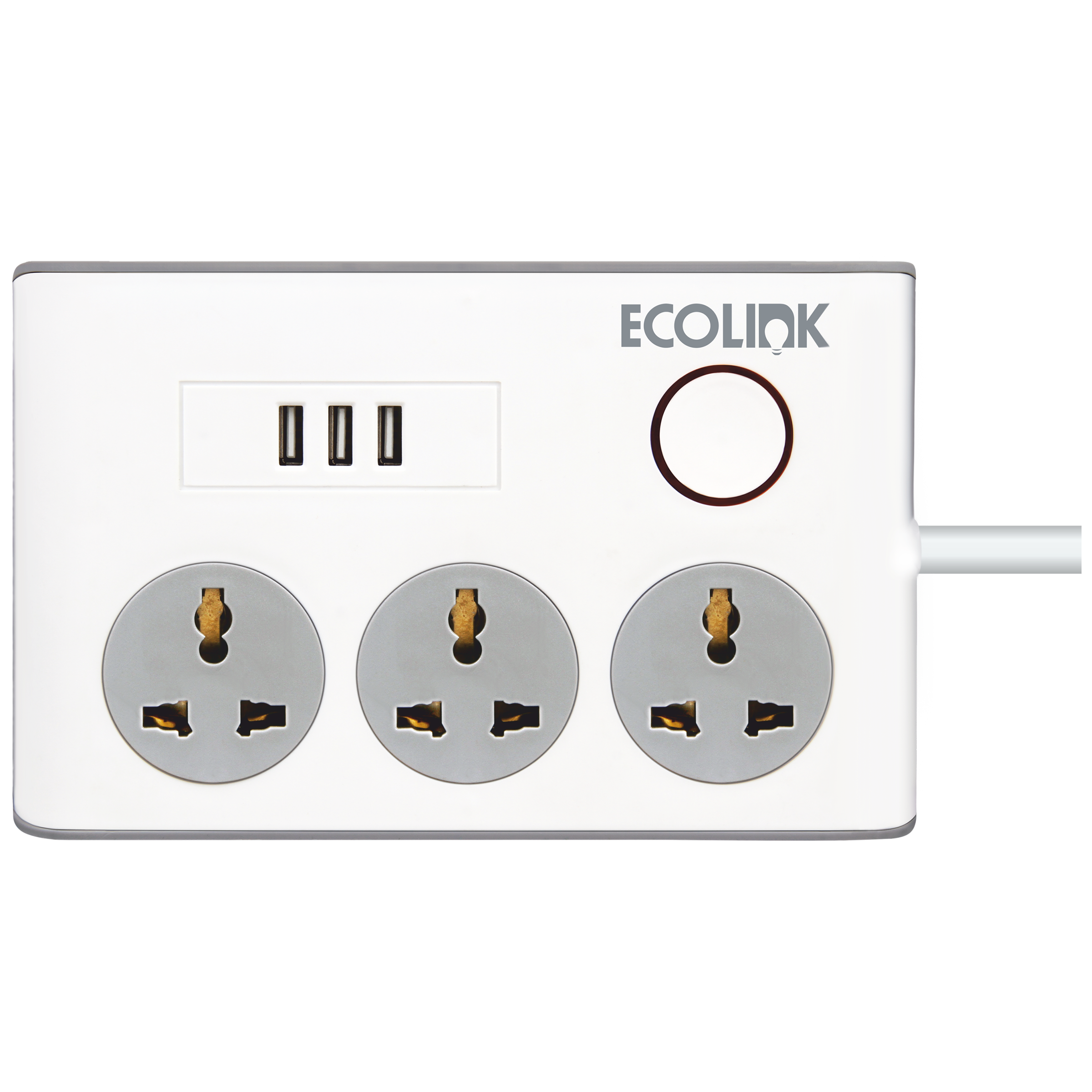 PHILIPS Ecolink 6 Amps 3 Sockets Spike Guard (2 Meters, Master Switch, 913715174501, White)