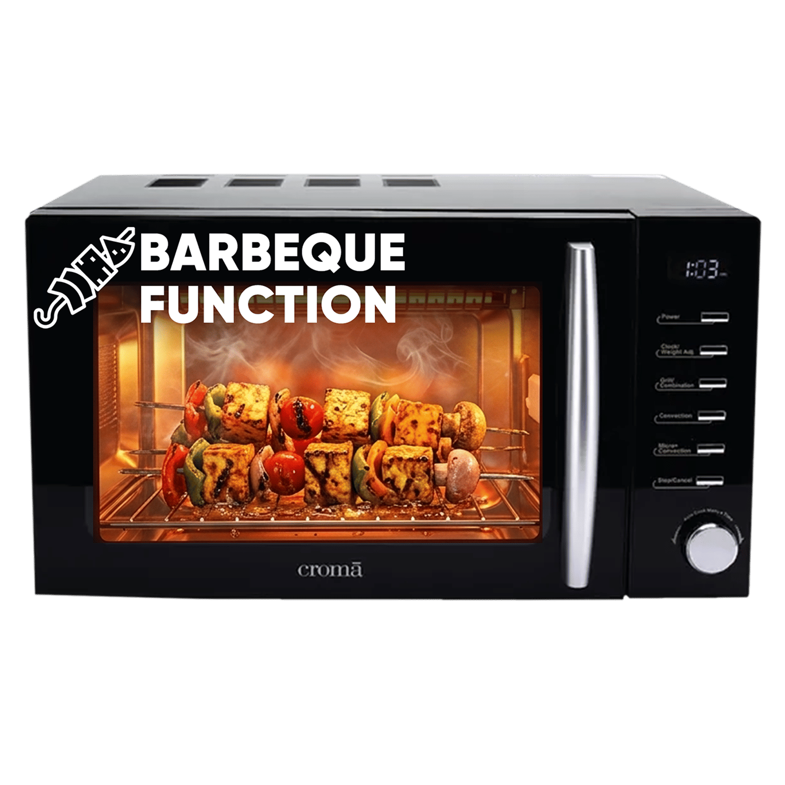 Croma 20L Convection Microwave Oven with 200 Autocook Menu (CRAM0193, Black)