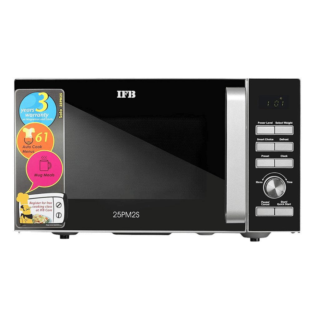 IFB 25PM2S 25L Solo Microwave Oven with 61 Auto Menu (Metallic Silver)