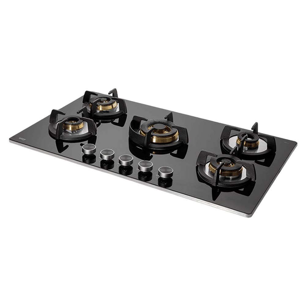KAFF Bellini Tempered Glass Top 5 Burner Automatic Electric Hob (Flame Failure Device, Black)