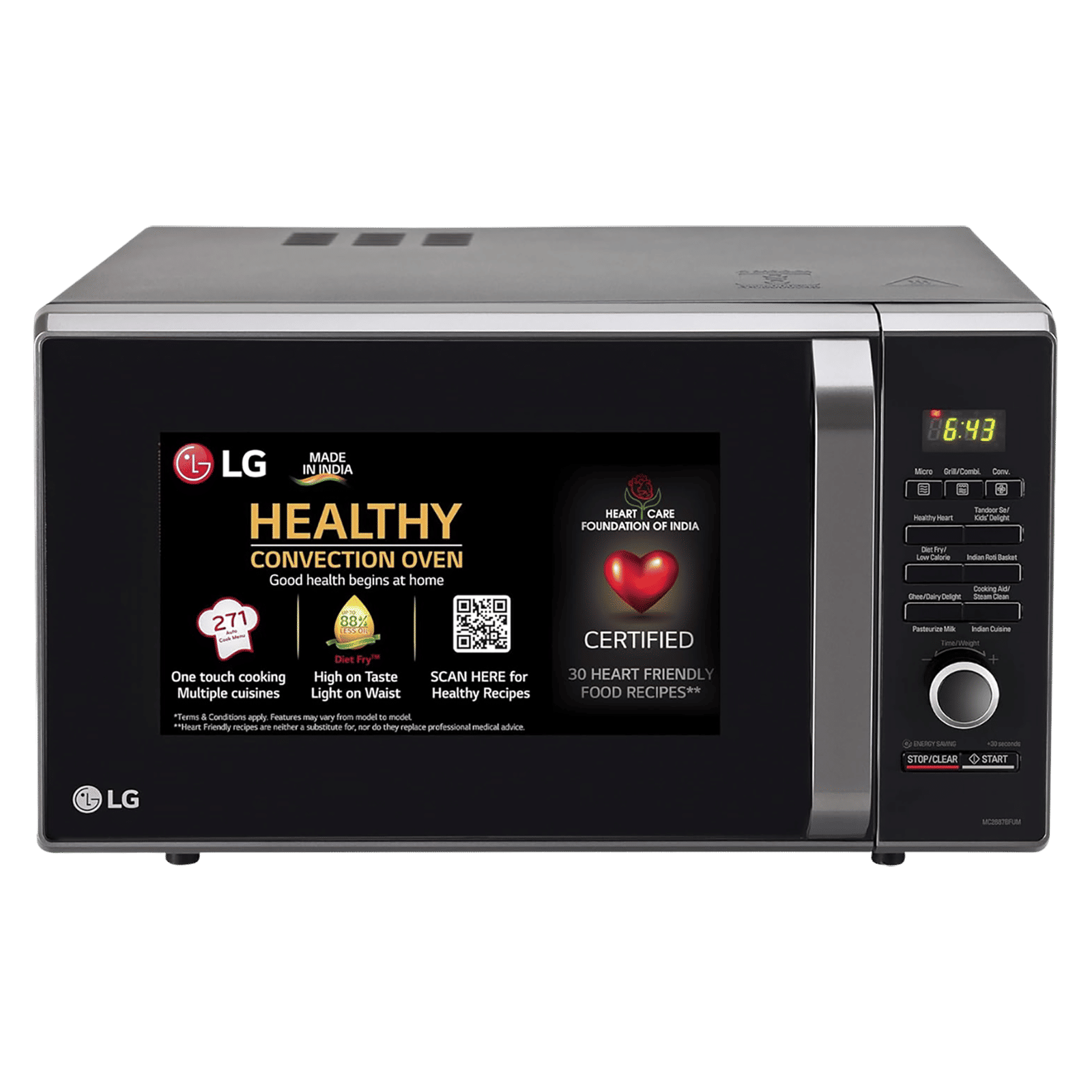 LG 28L Convection Microwave Oven with Intellowave Technology (MC2887BFUM, Black)