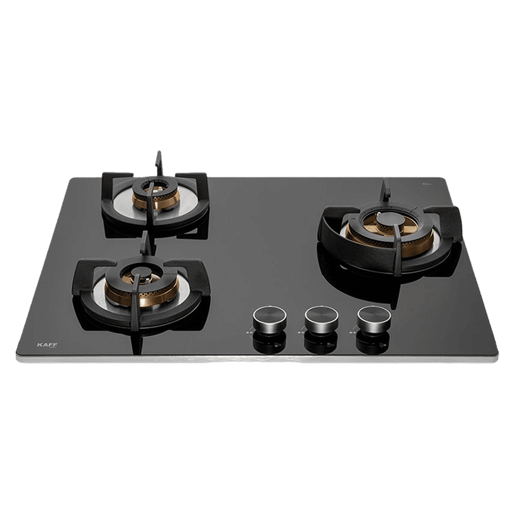 KAFF Bellini Tempered Glass Top 3 Burner Automatic Electric Hob (Flame Failure Device, Black)
