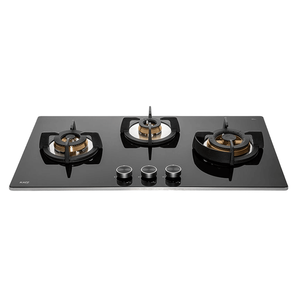KAFF Bellini Tempered Glass Top 3 Burner Automatic Electric Hob (Flame Failure Device, Black)