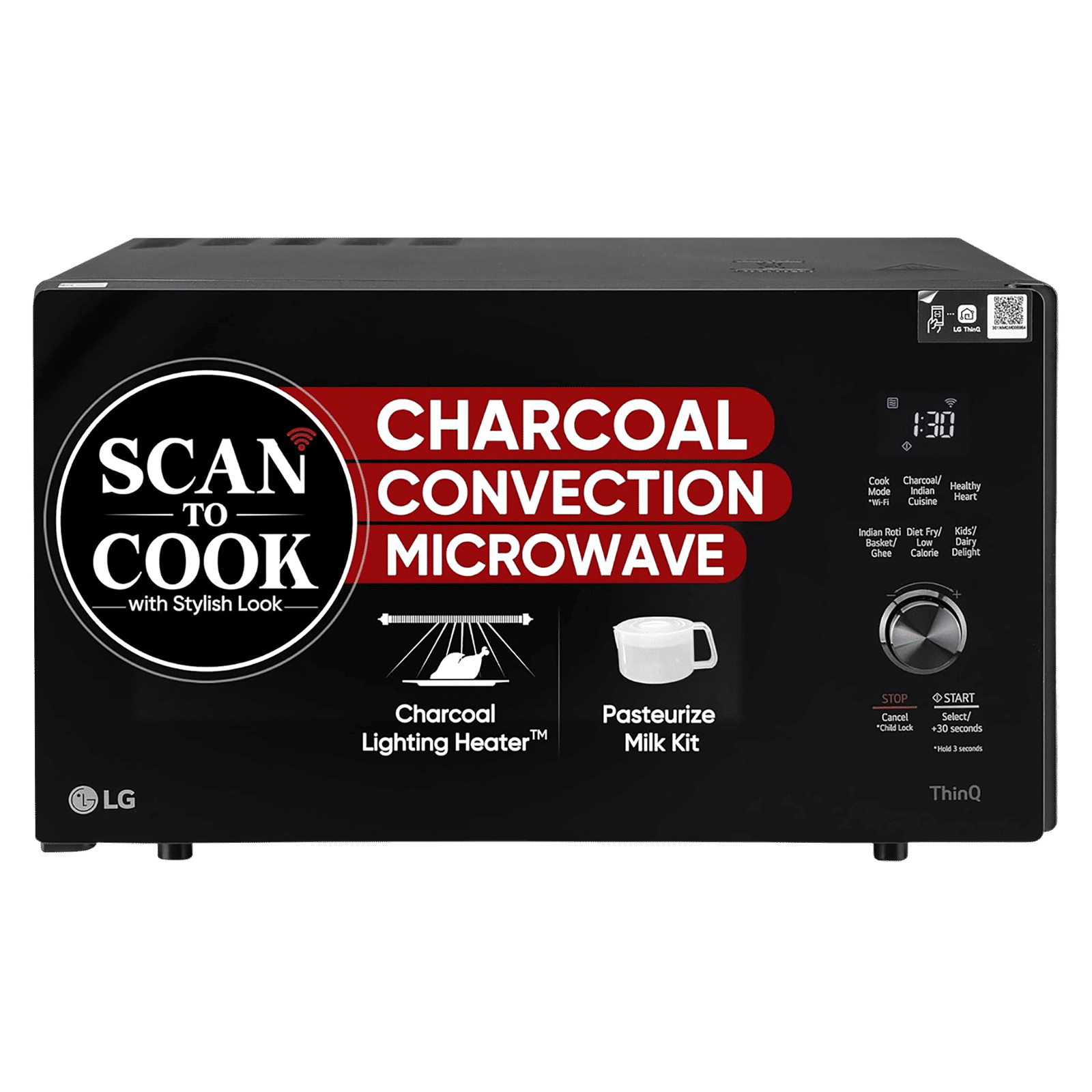 LG 28L Charcoal Convection Microwave Oven with Scan to Cook (MJEN286UFW, Black)