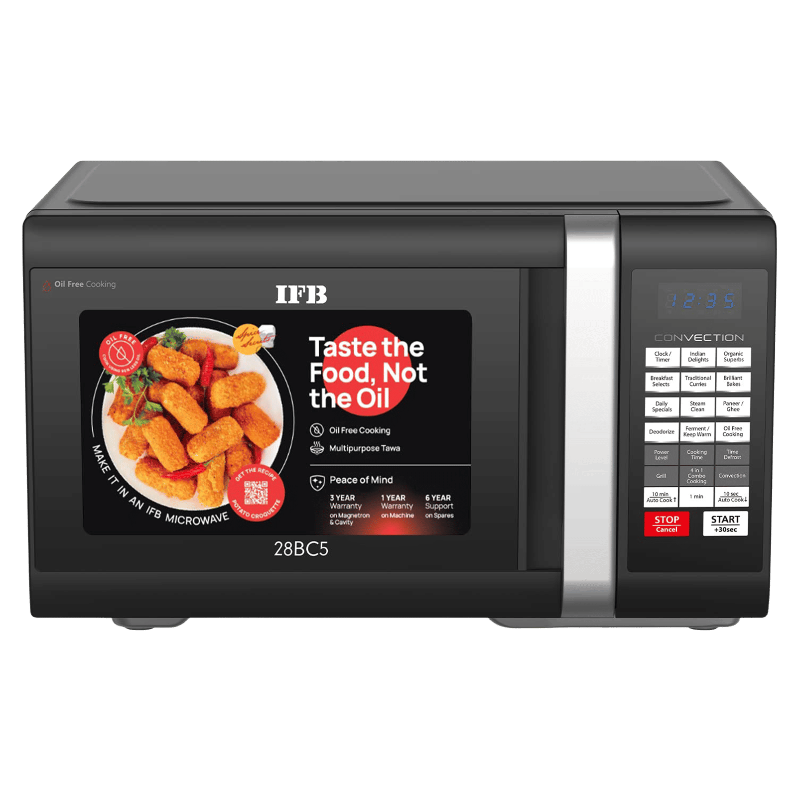 IFB 28L Convection Microwave Oven with 300 Auto Cook Menus (28BC5, Black)