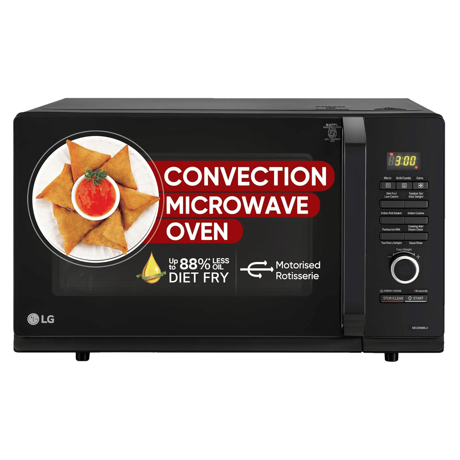 LG 32L Convection Microwave Oven with Diet Fry (MC3286BLU, Black)