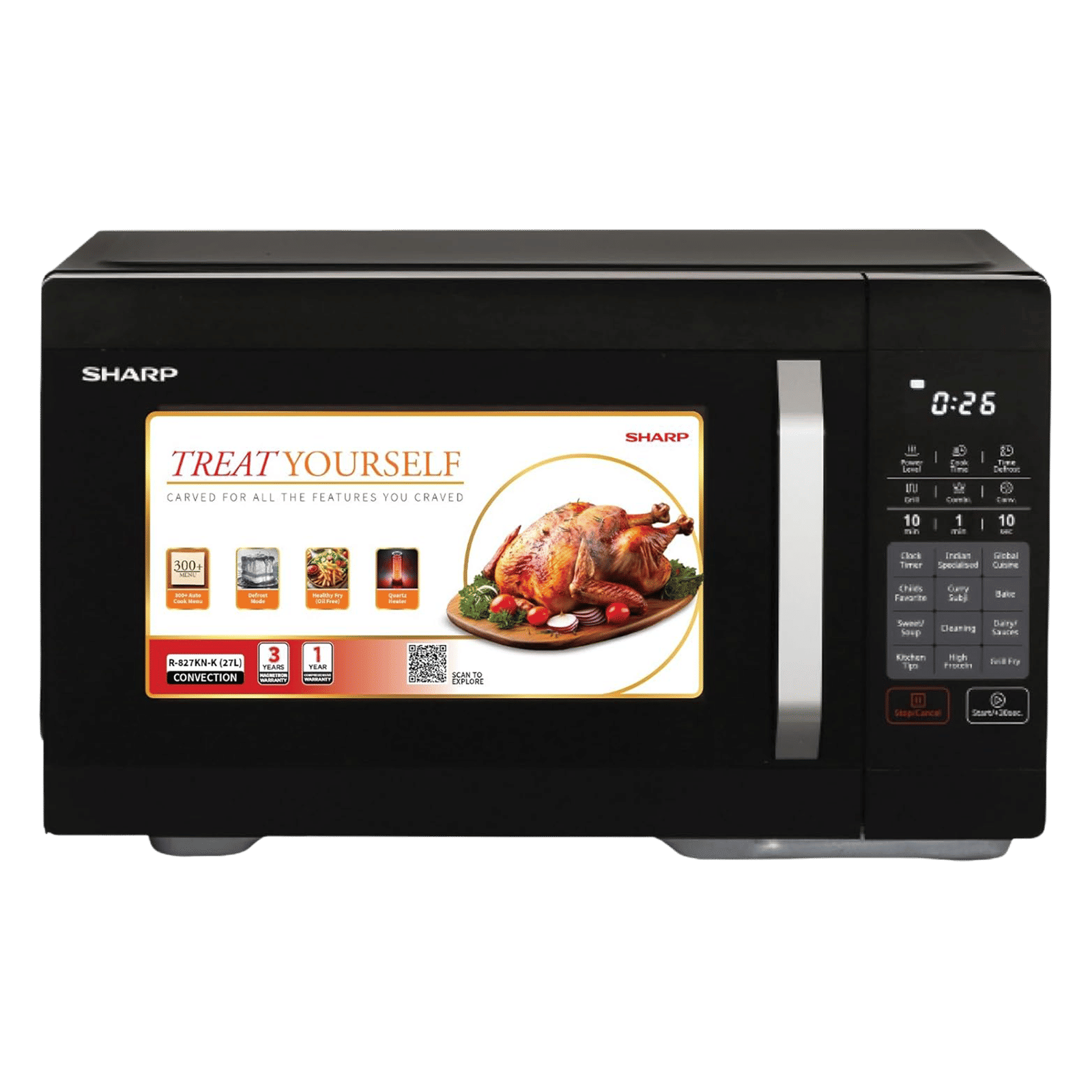 SHARP Kamando-C27 27L Convection Microwave Oven with Healthy Fry (Black)