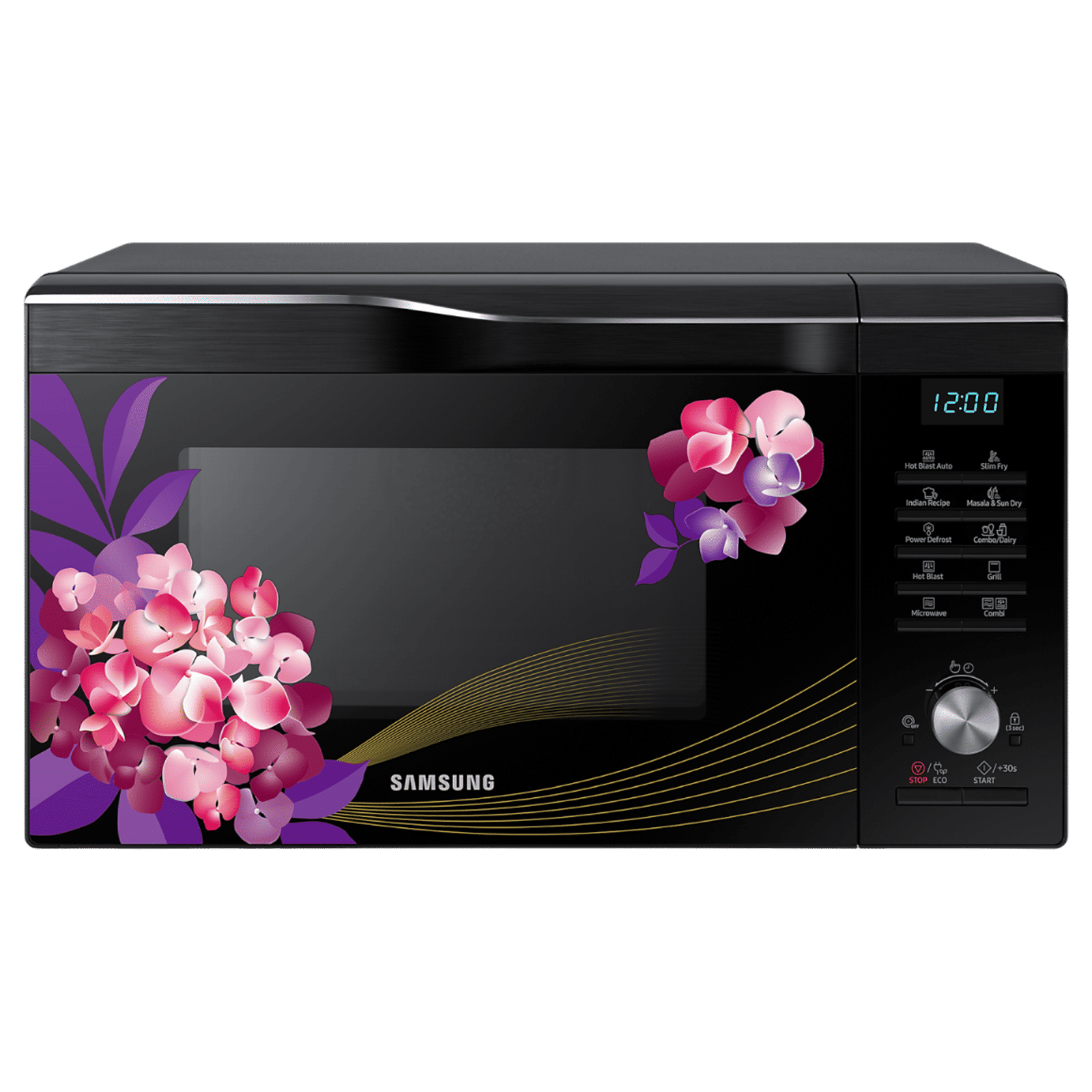 SAMSUNG 28L Convection Microwave Oven with ECO Mode (MC28M6036CH, Black & Pattern)