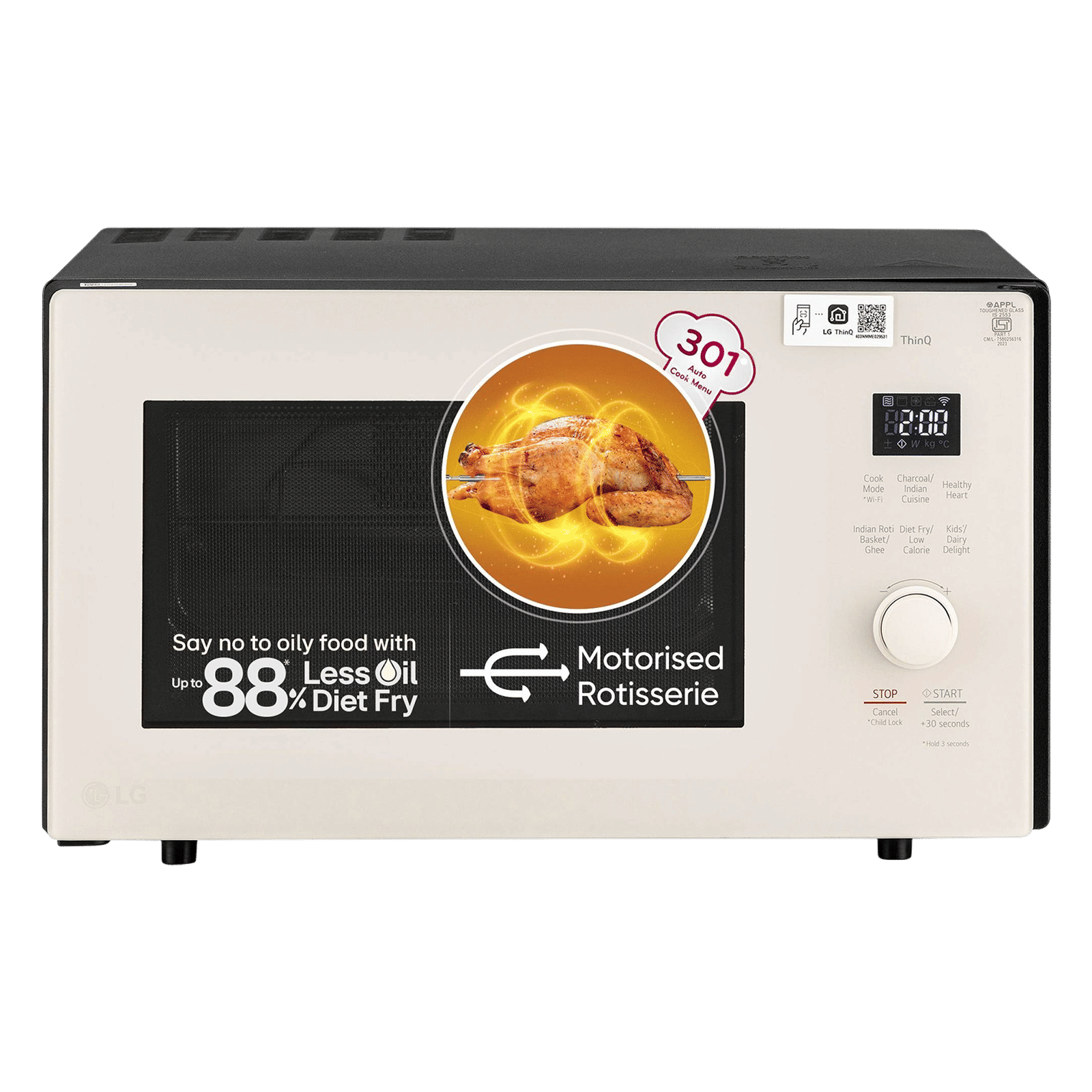 LG 28L Smart Charcoal Convection Microwave with Diet Fry Technology (MJEN286UBW, Beige & Black)