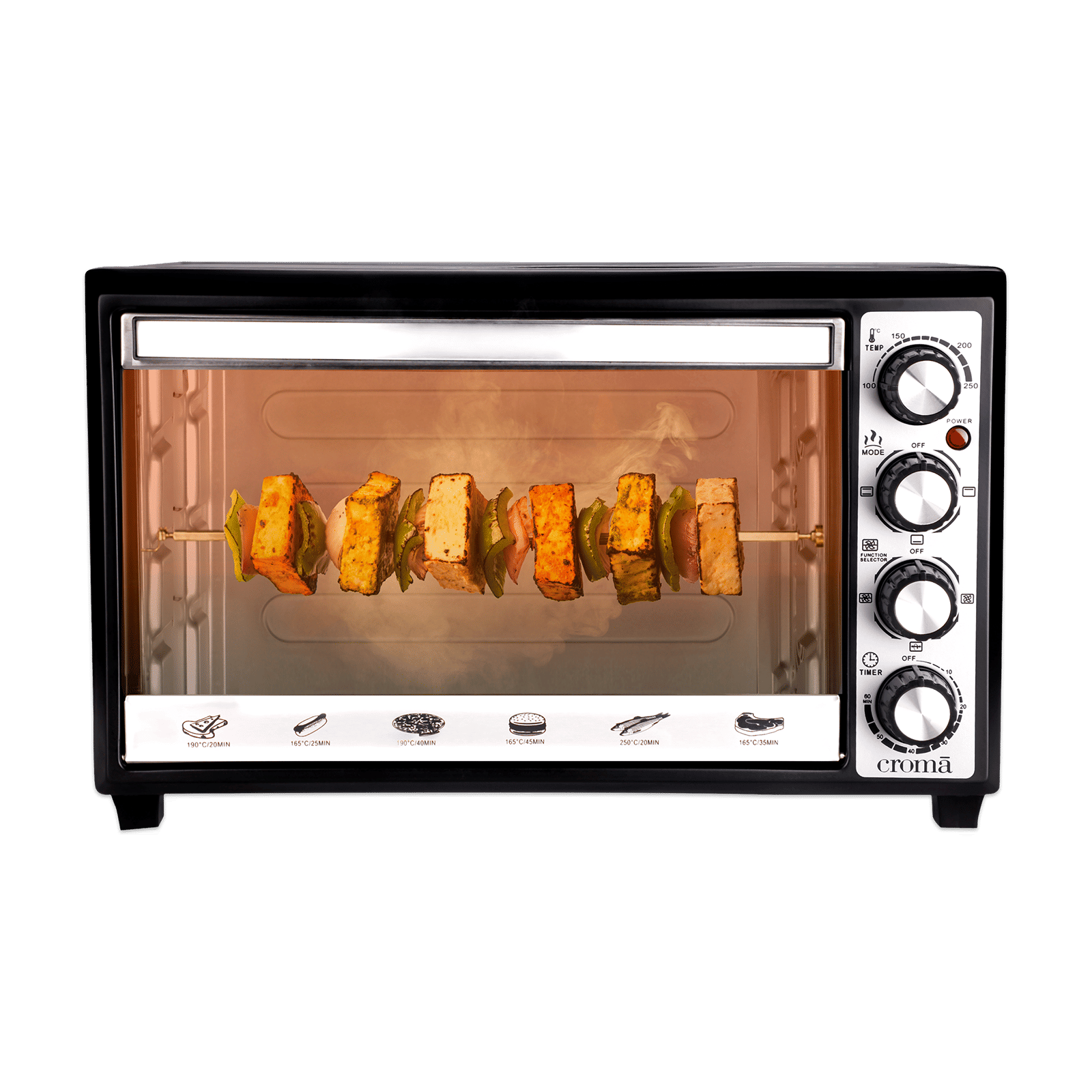 Croma 33L Oven Toaster Grill with Motorized Rotisserie (Black & Silver)
