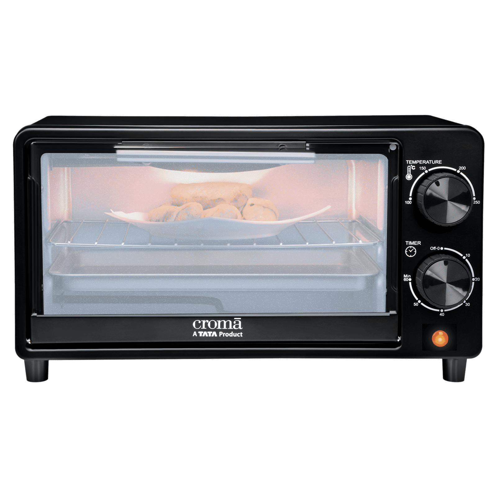 Croma AO6775 10L Oven Toaster Grill with Adjustable Thermostat (Black)