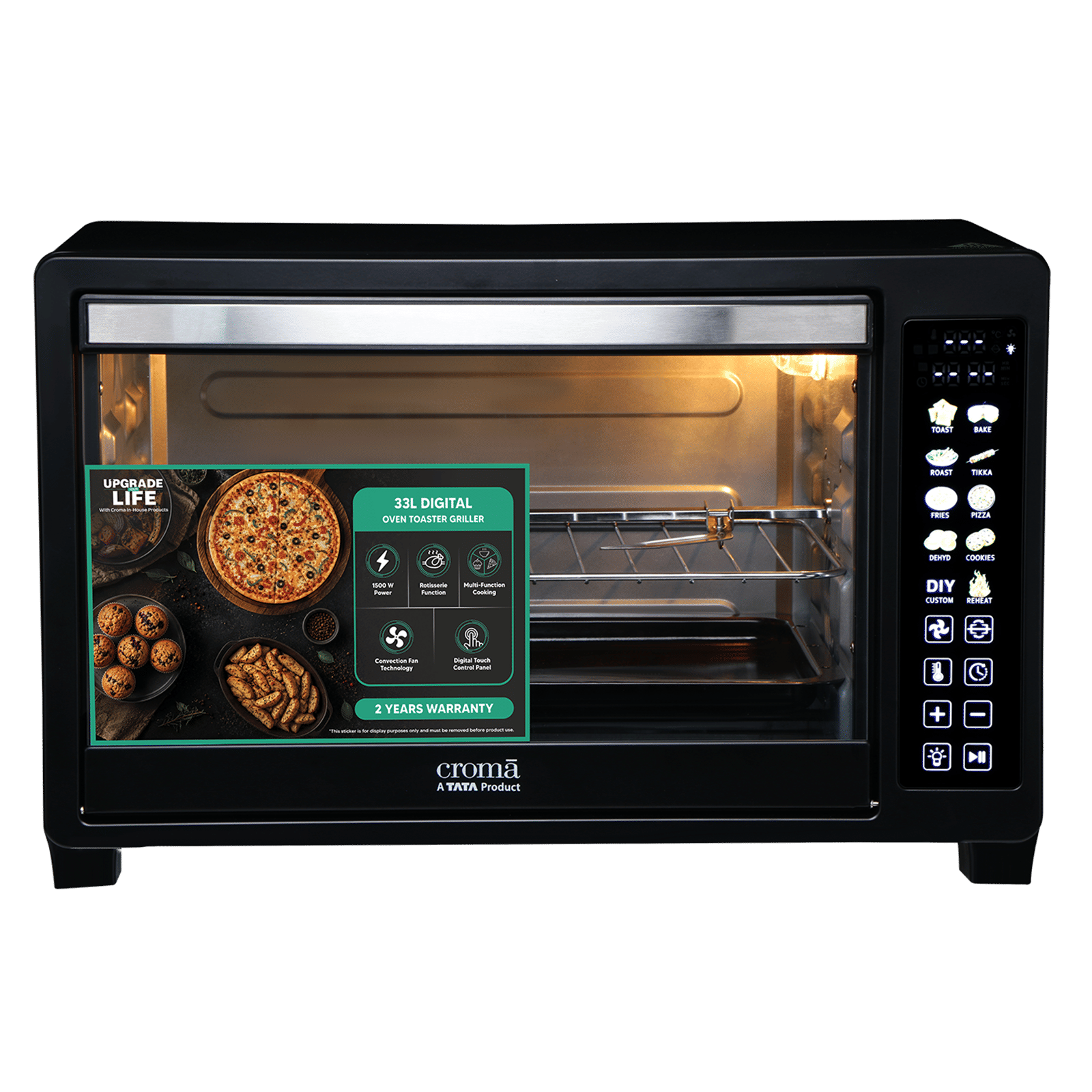 Croma 33L Oven Toaster Grill with Convection Fan Technology (Black)