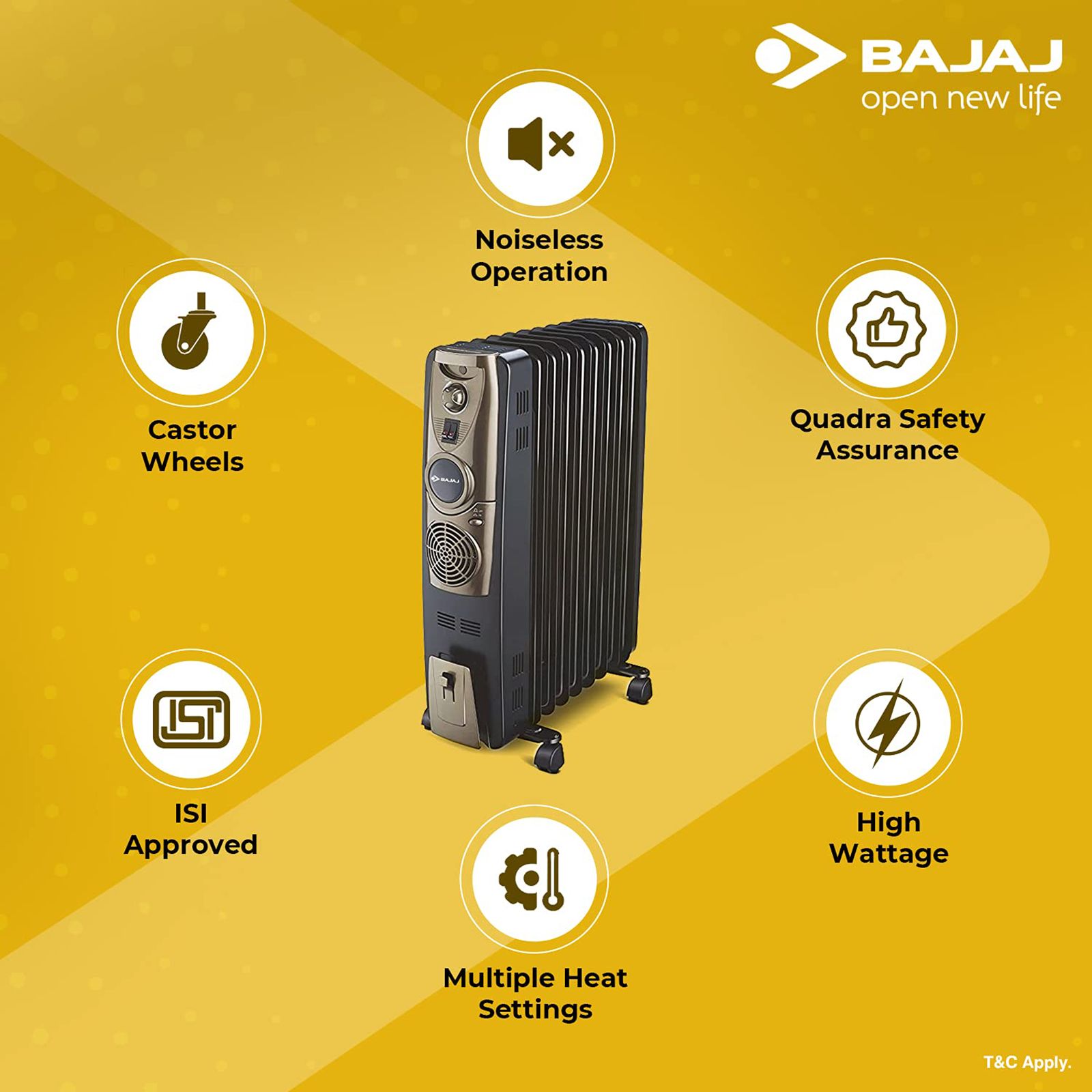 Buy Bajaj Majesty 2900 Watt Oil Filled Room Heater (RH 11F Plus