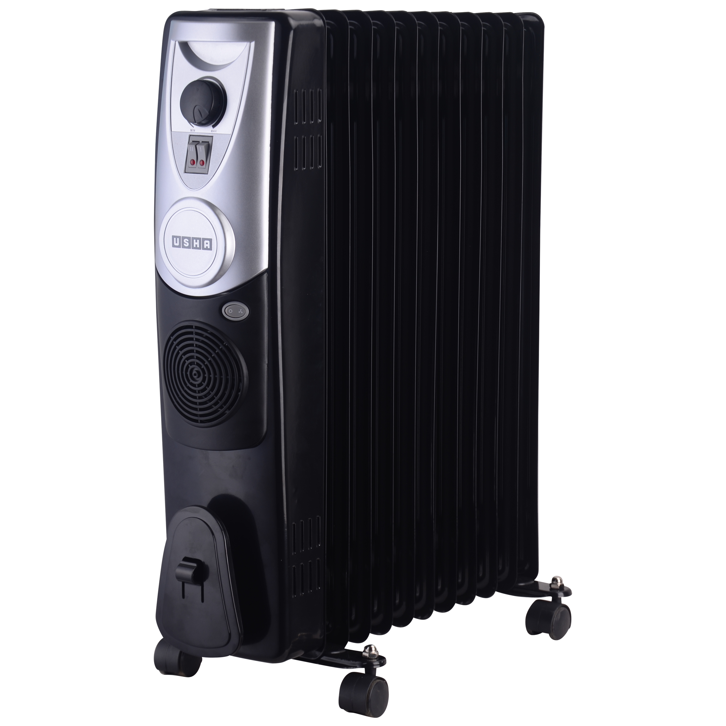 USHA 4211 F 2500W PTC Oil Filled Radiator Room Heater with IP23 Protection (Adjustable Thermostat