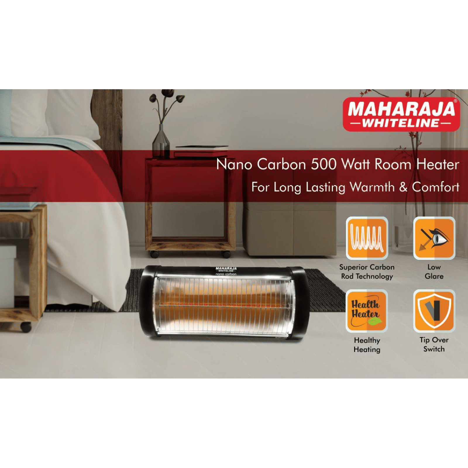 Buy Maharaja Whiteline Nano Carbon 500 Watts Carbon Room Heater