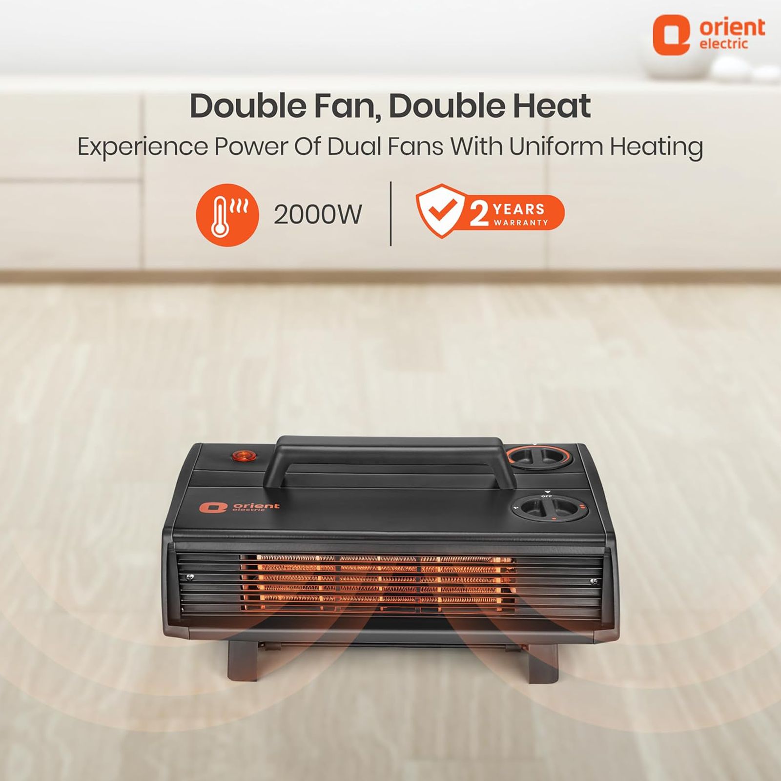 Orient Heat Convector 2000W Fan Room Heater with Bi-Directional Height  Adjustment (Dual Heating Power