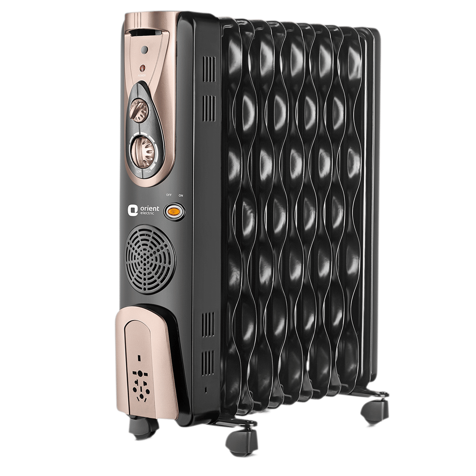 Orient Comforter Collection 2900W Oil Filled Room Heater with 11 Fins (Triple Overheat Protection, Black & Gold)