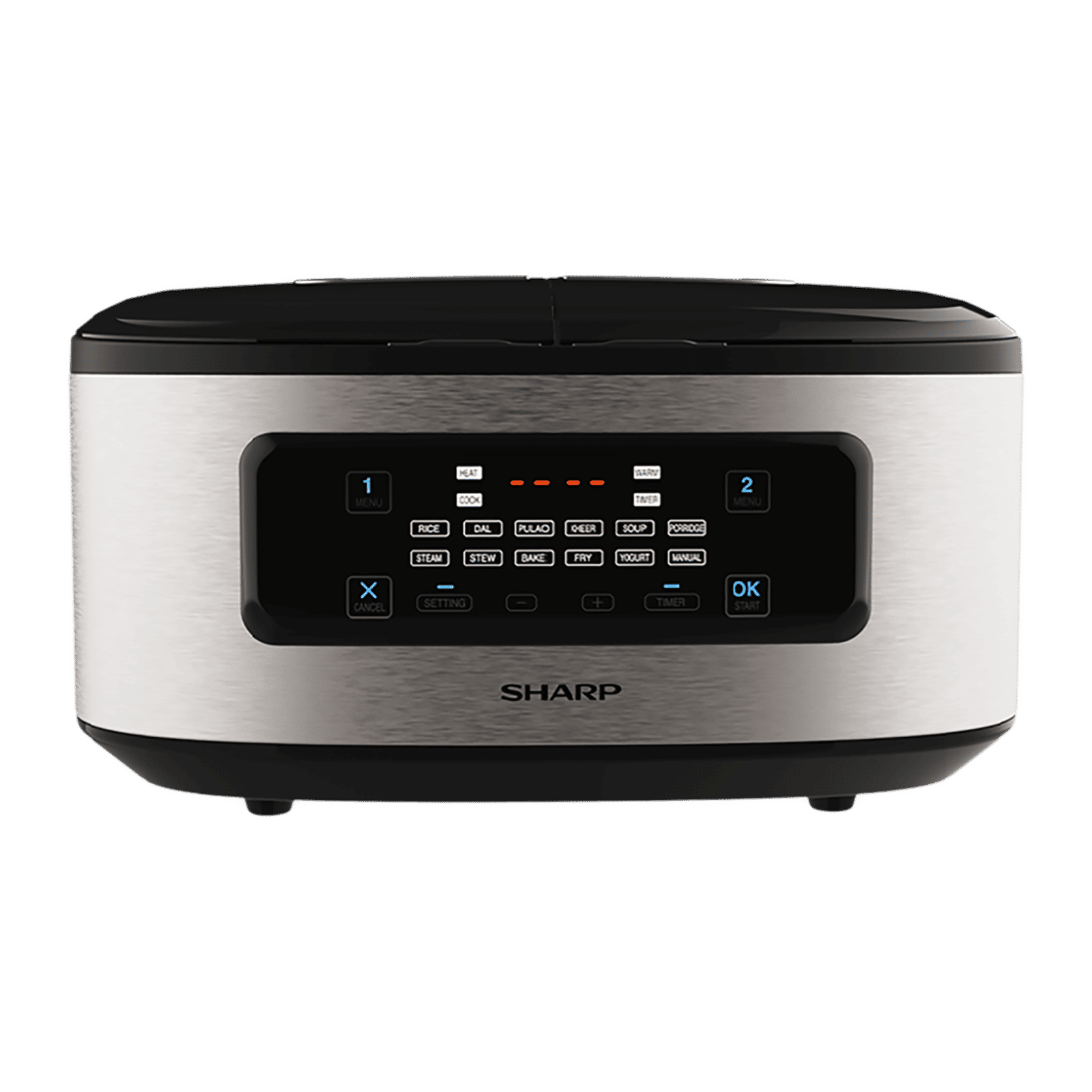 SHARP 5 Litre Electric Twin Cooker with Touch Control Operations (Silver)