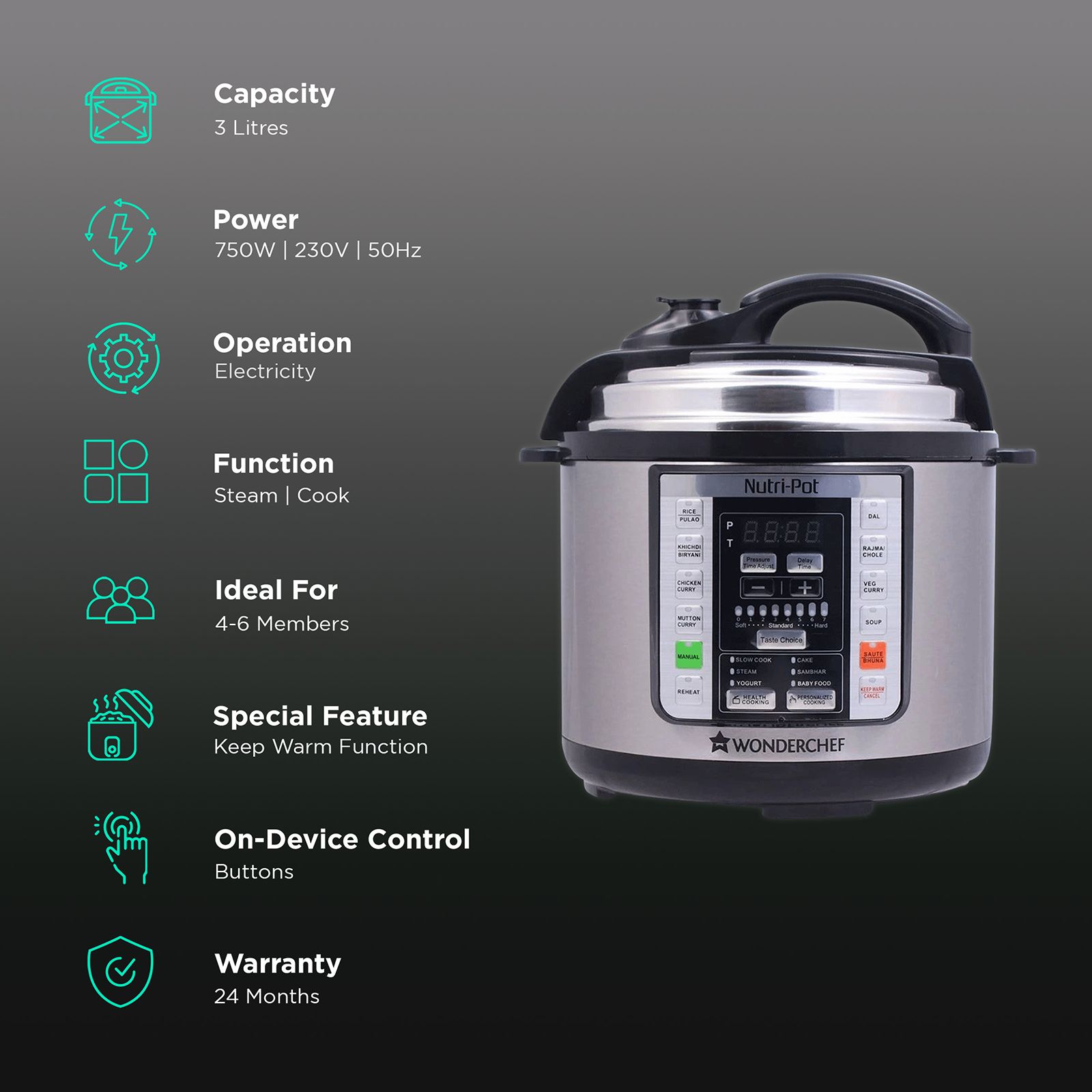 Buy WONDERCHEF Nutri-Pot Litre Electric Pressure Cooker with One