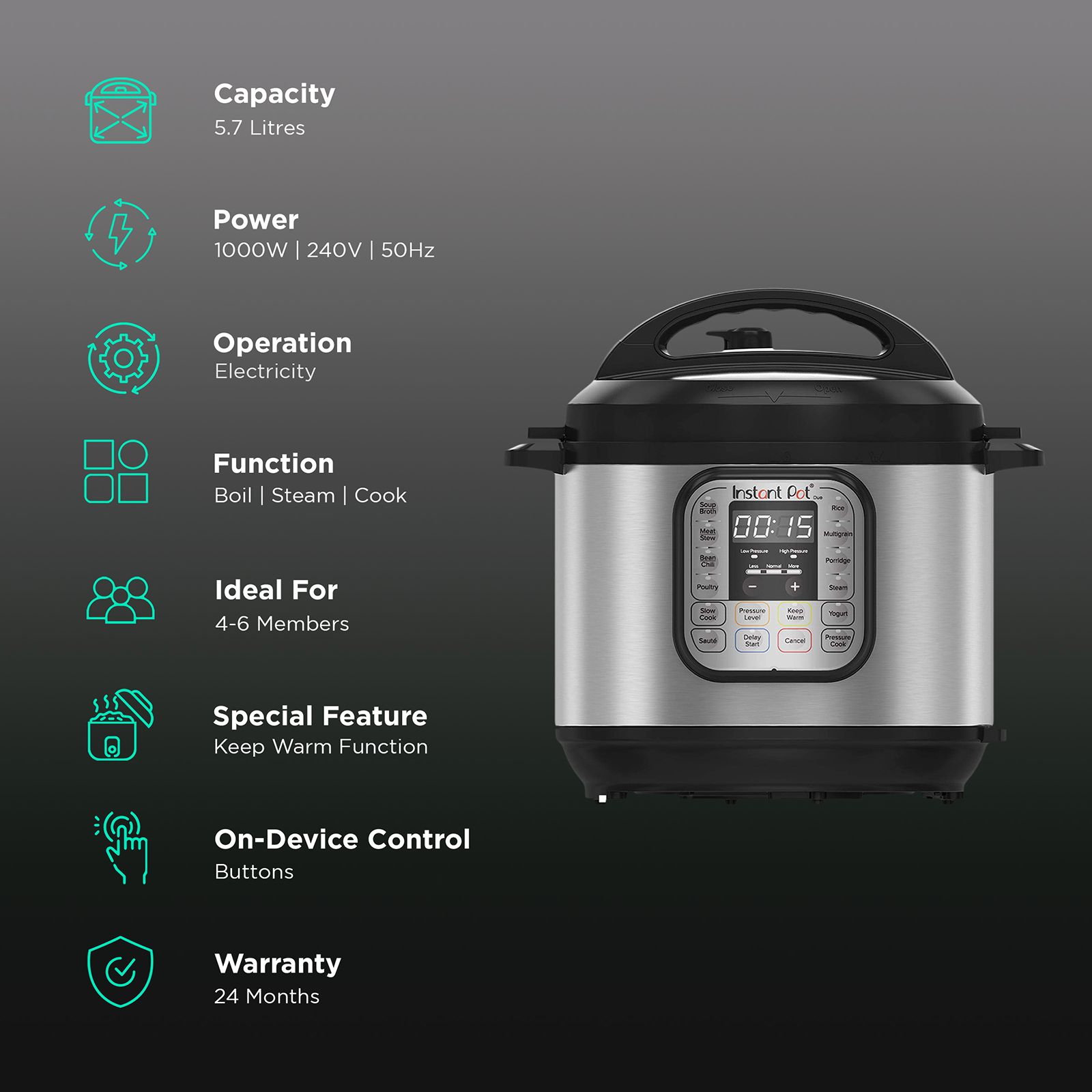 Buy Instant Pot Duo Litre Electric Multi Cooker with Keep Warm - Main Image