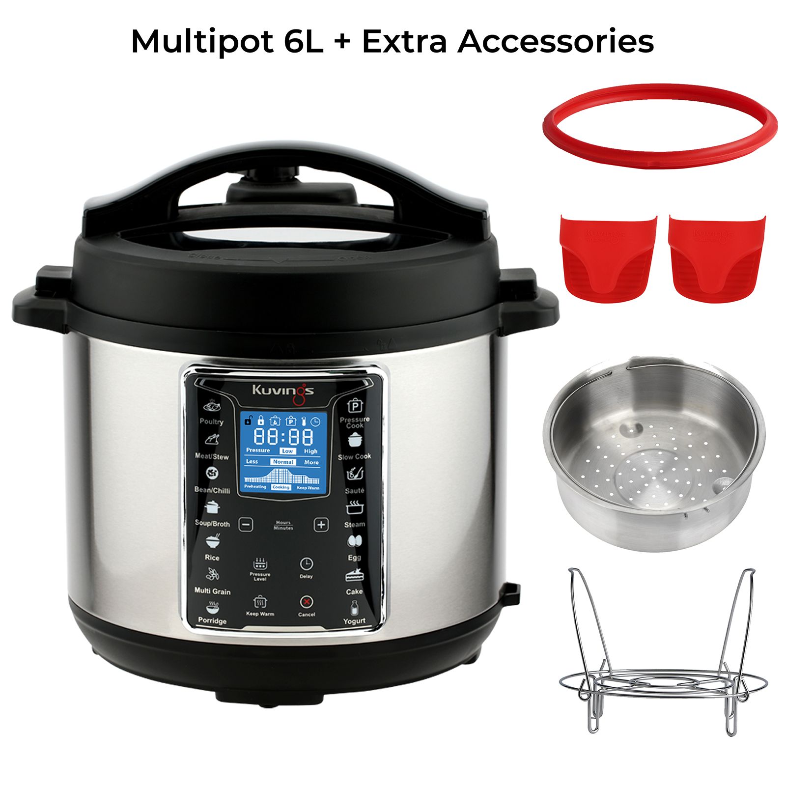 Kuvings Multipot Litre Electric Pressure Cooker with 14 Easy Touch  Cooking Program (Silver)