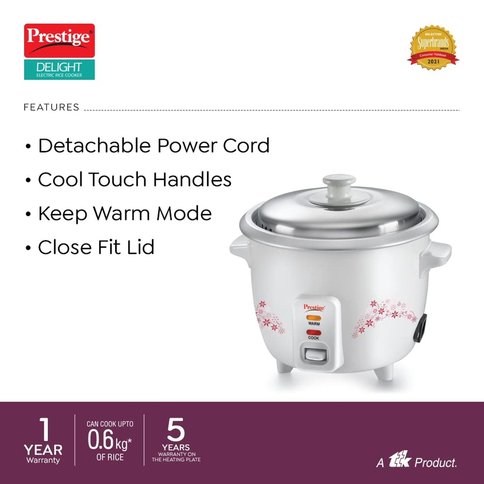 Buy Prestige Delight PRWO Litre Electric Rice Cooker with Auto