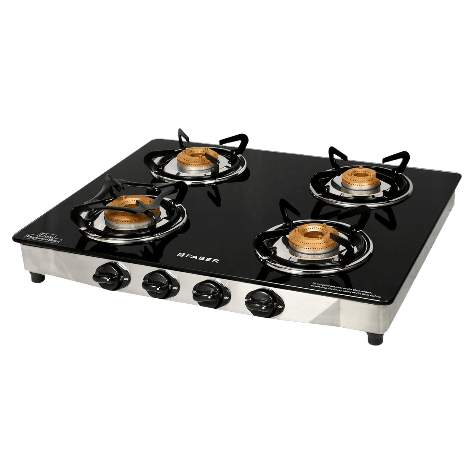 Faber Jumbo 4BB SS Toughened Glass Top 4 Burner Manual Gas Stove (Corrosion Resistance, Black)