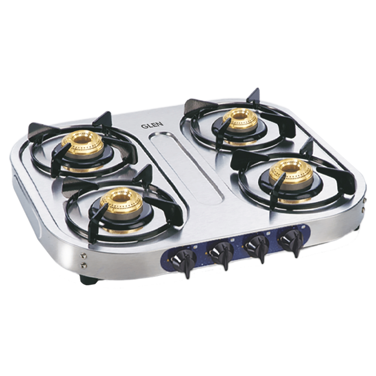 Glen 1044 HF 4 Burner Manual Gas Stove (360 Degree Revolving Nozzle, Silver)