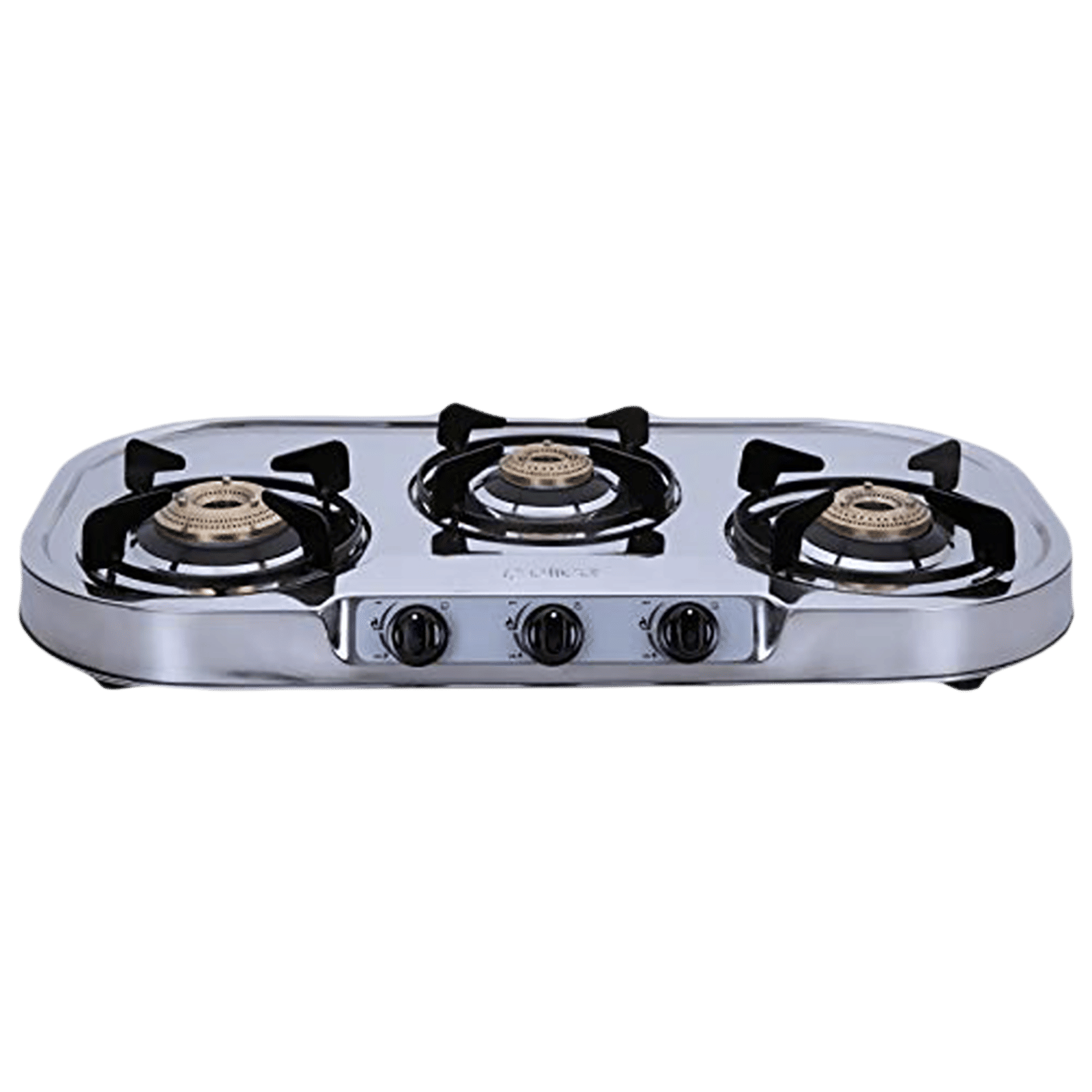 Elica INOX 753 SS 3 Burner Manual Gas Stove (Round Euro Coated Grid, Silver)
