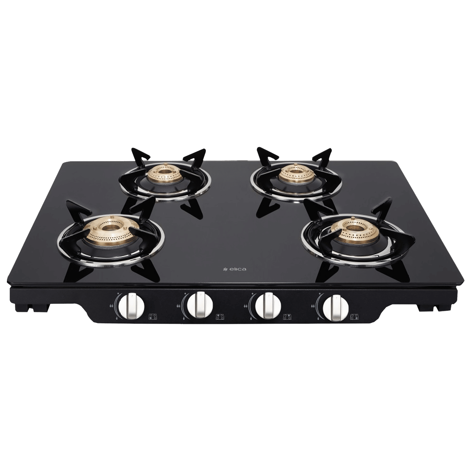 Elica Patio ICT 469 BLK DT SE Toughened Glass Top 4 Burner Manual Gas Stove (Corrosion Resistance, Black)